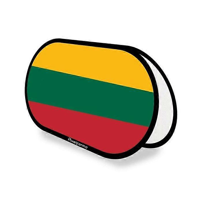 Oval Flag - Lithuania - 70 x 120 cm - Polyester - Double-sided Print - Foldable Retractable