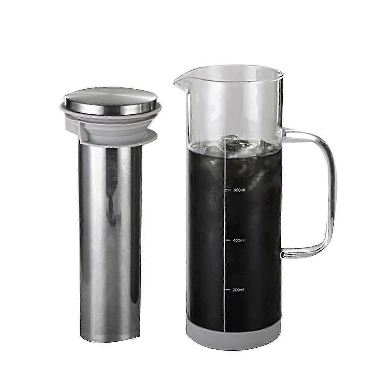 36OZ Cold Brew Coffee Maker with Double Layer Stainless Steel Filter, Glass Iced Coffee Pitcher with Handle
