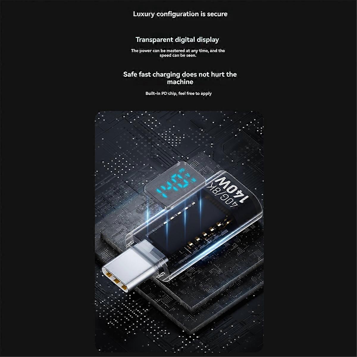 USB C محول LED Wattage Display Power Meter Tester أسود
