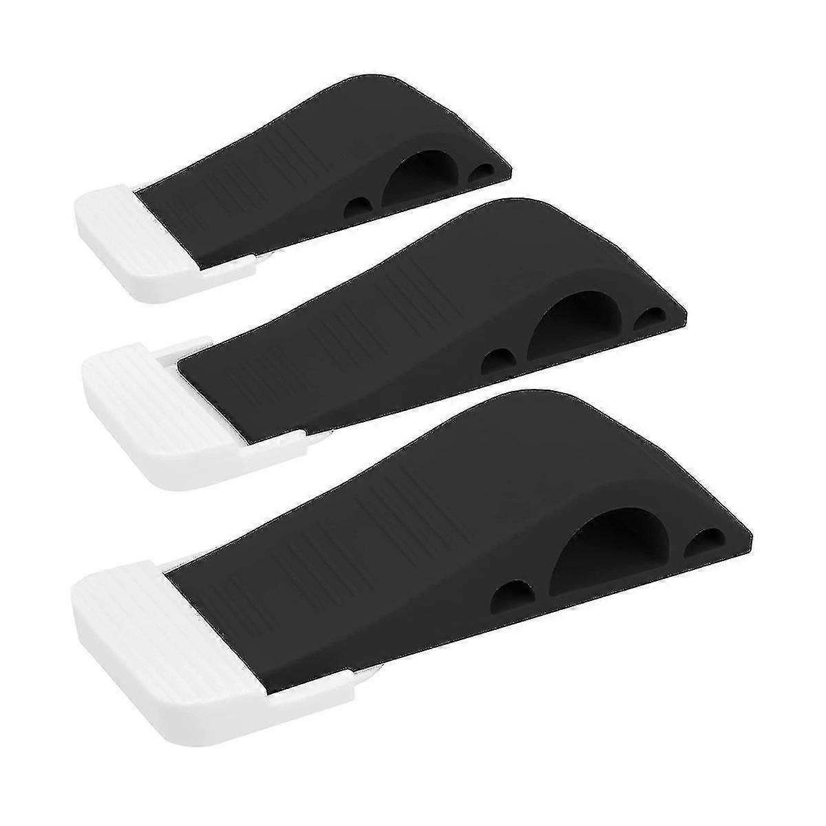 3-Pack Black Rubber Door Stoppers for All Floor Types
