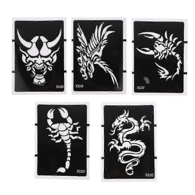 5pcs Modelos de Estêncil de Tatuagem