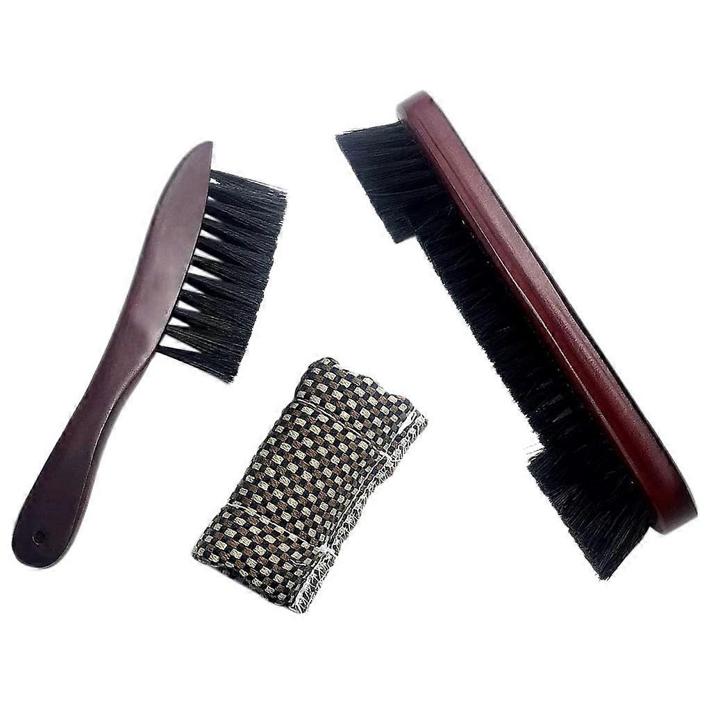 Billiard table rail brush set with solid wooden handle for cleaning pool tables