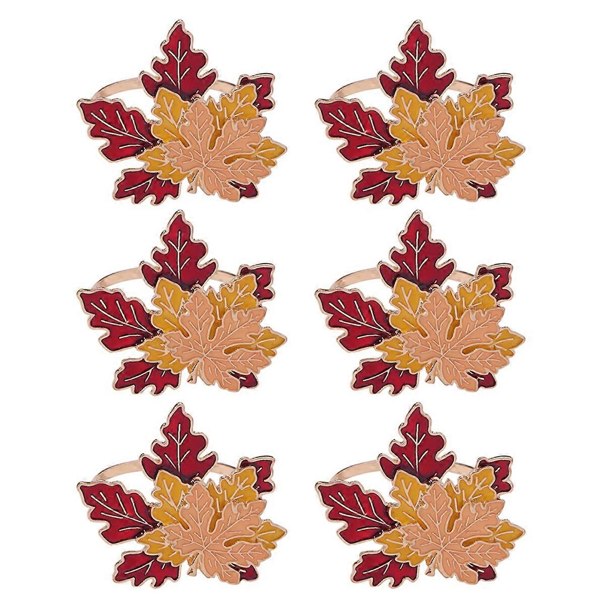 6PCS Maple Leaf Fall Napkin Rings for Home Table Decor