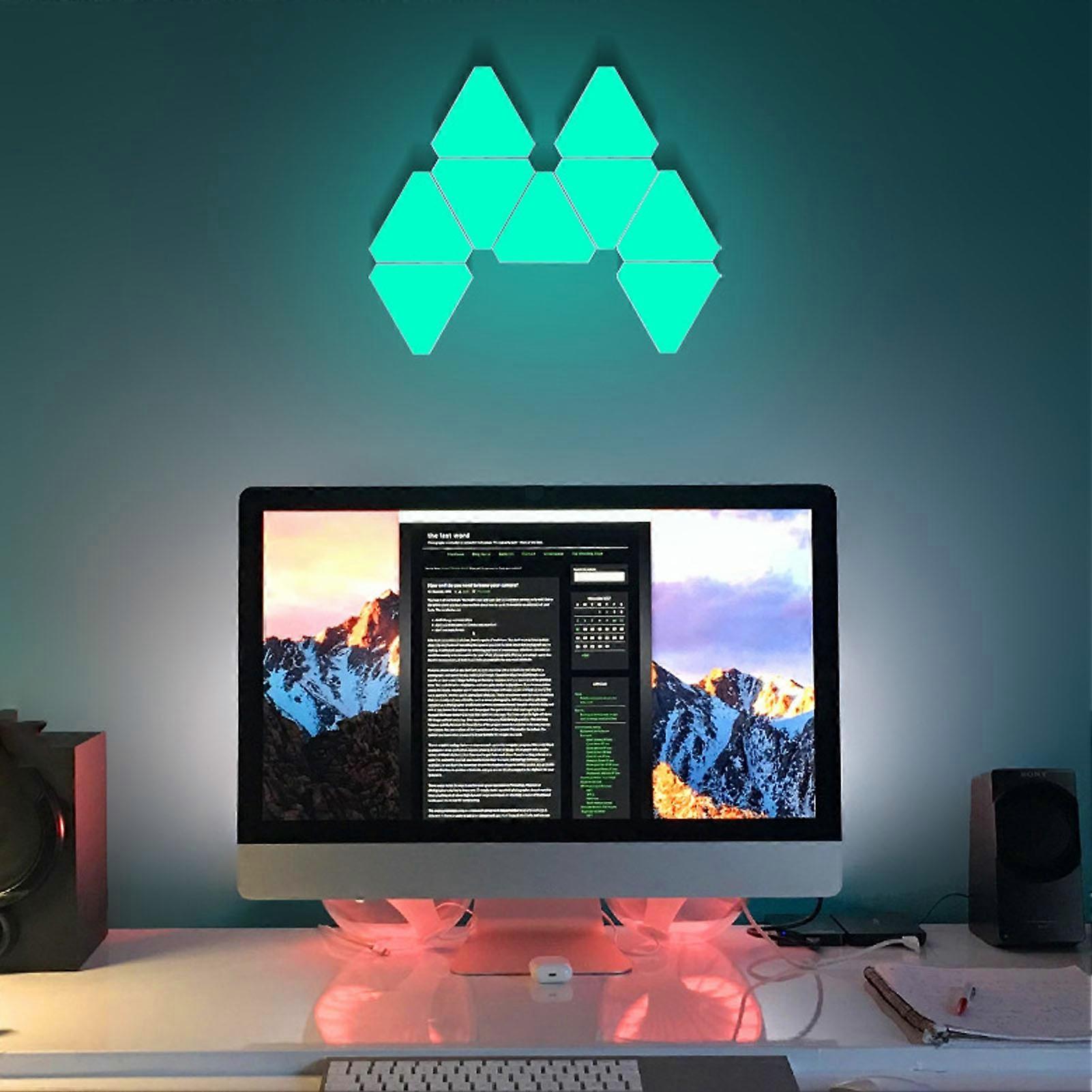 12 Set RGB LED Wall Light Kit Wifi Music Sync Color Changing Remote Voice APP Control Wall Lamp Room Decor Triangular