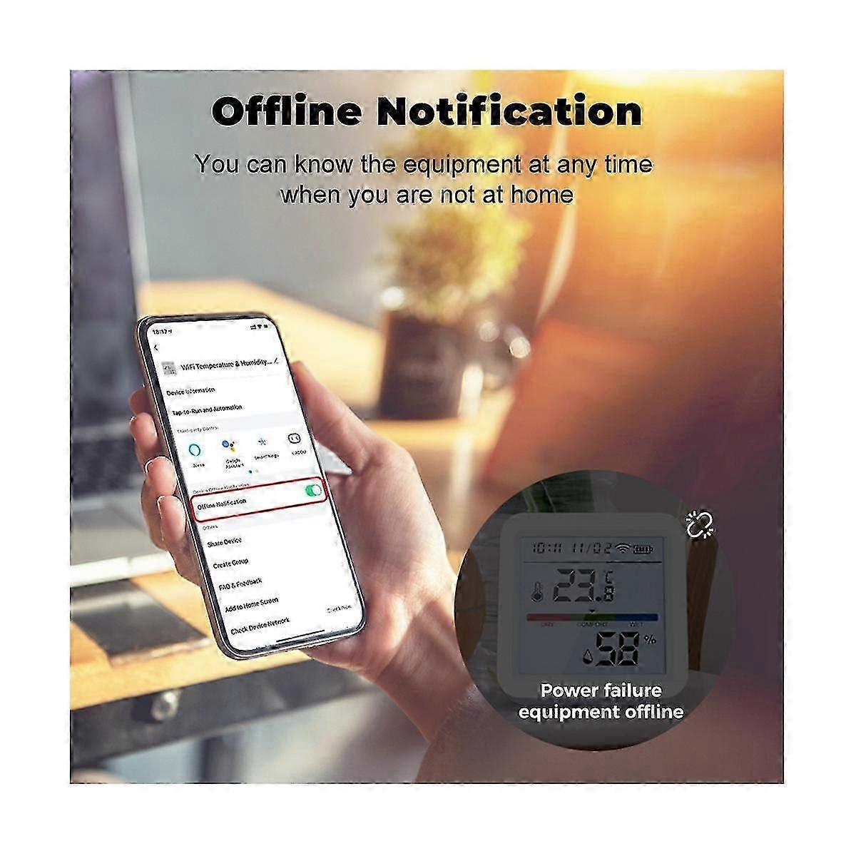 Intelligenter WiFi-Temperatur- und Feuchtigkeitssensor, Tuya Innenhygrometer-Thermometer mit LCD-Display Zurück