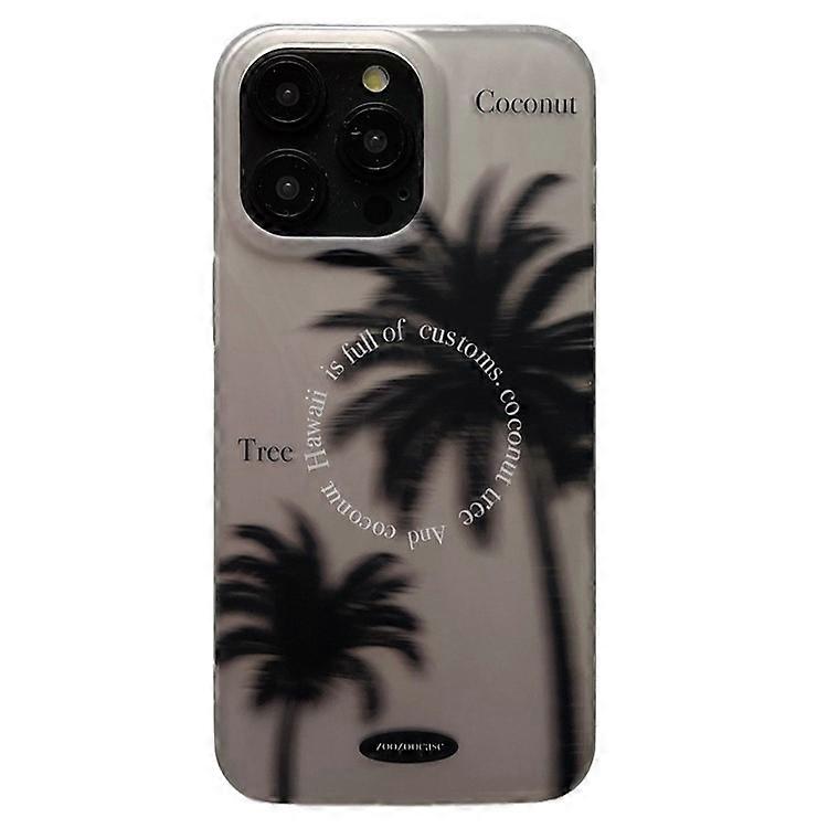 Compatible For iPhone 14 Pro Max Case IMD Black Coconut Tree TPU Protective Slim Cover