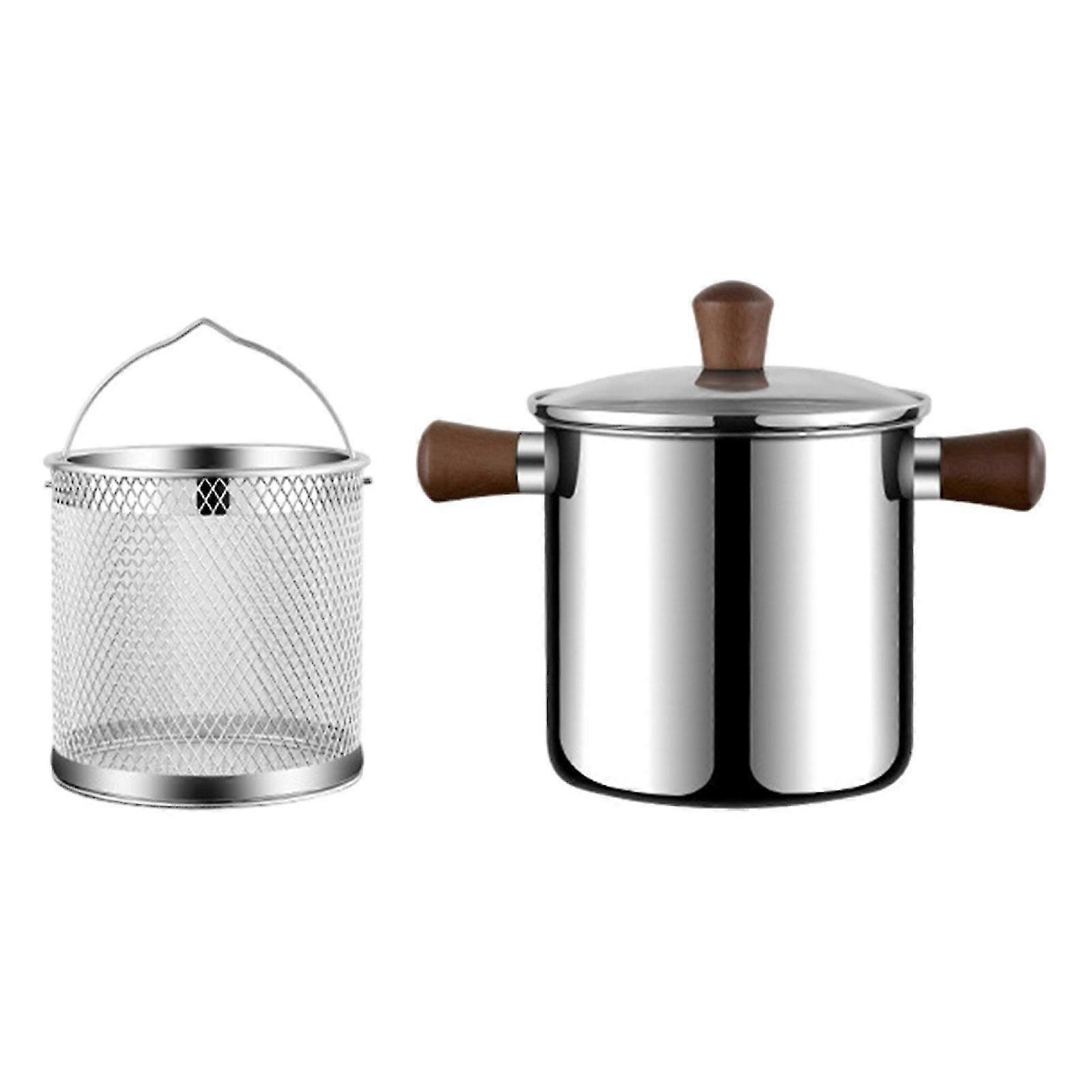 Small Deep Fryer Pot in Stainless Steel for Mini Deep Oil Frying of Food and Dried Meat Suitable for Various Brands