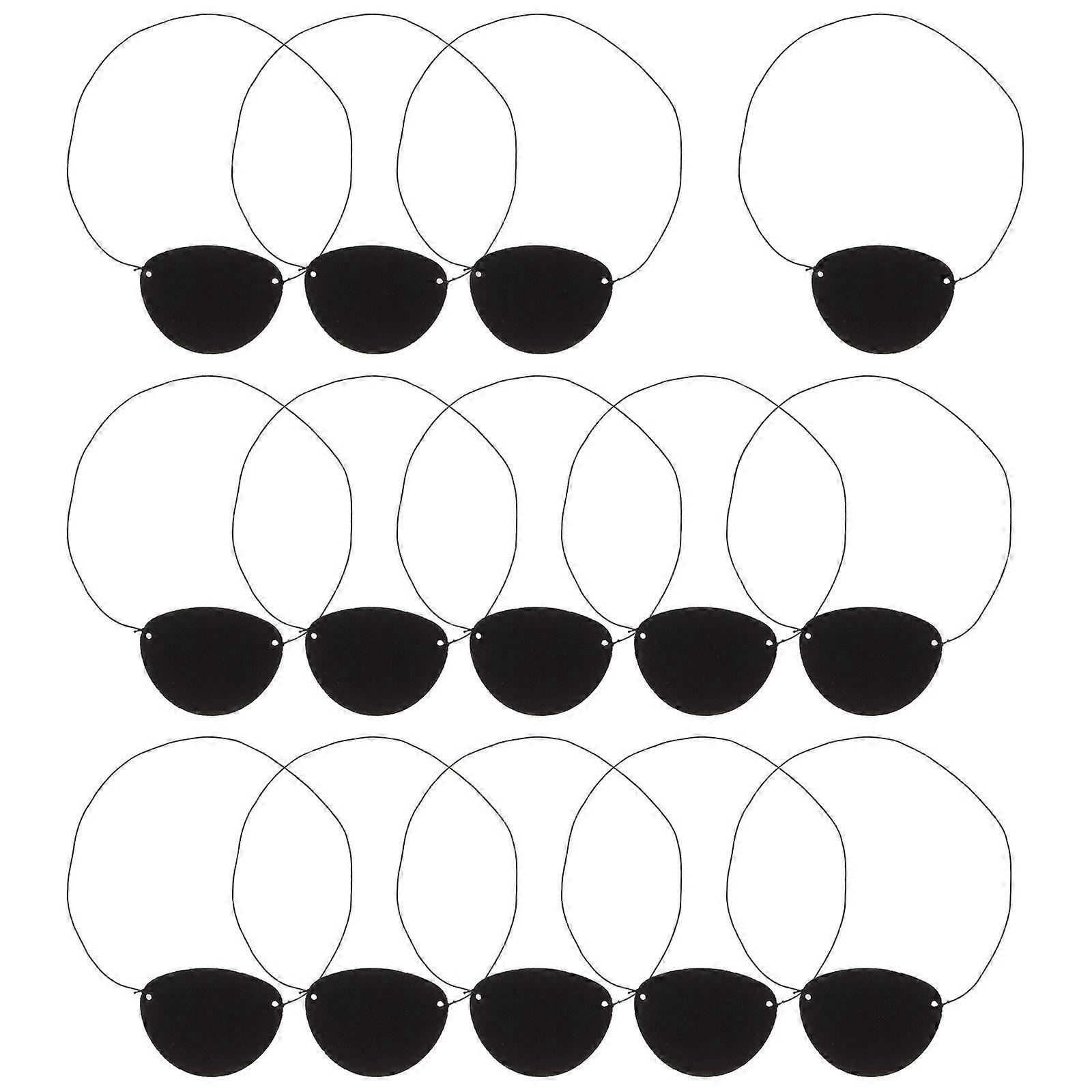 Pirate Eye Patch Set 14pcs Soft Black Felt Single Eye Patches for Halloween Cosplay Party