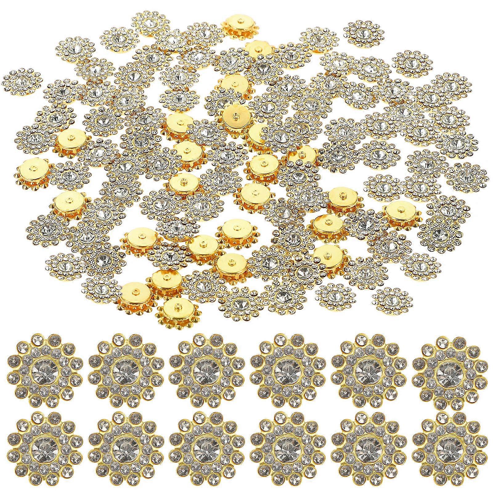 DIY Accessories Rhinestone Embellishments Flatback Rhinestone Decoration Brooch Button for DIY Projects White Diameter 14mm 90-100Pcs Bag