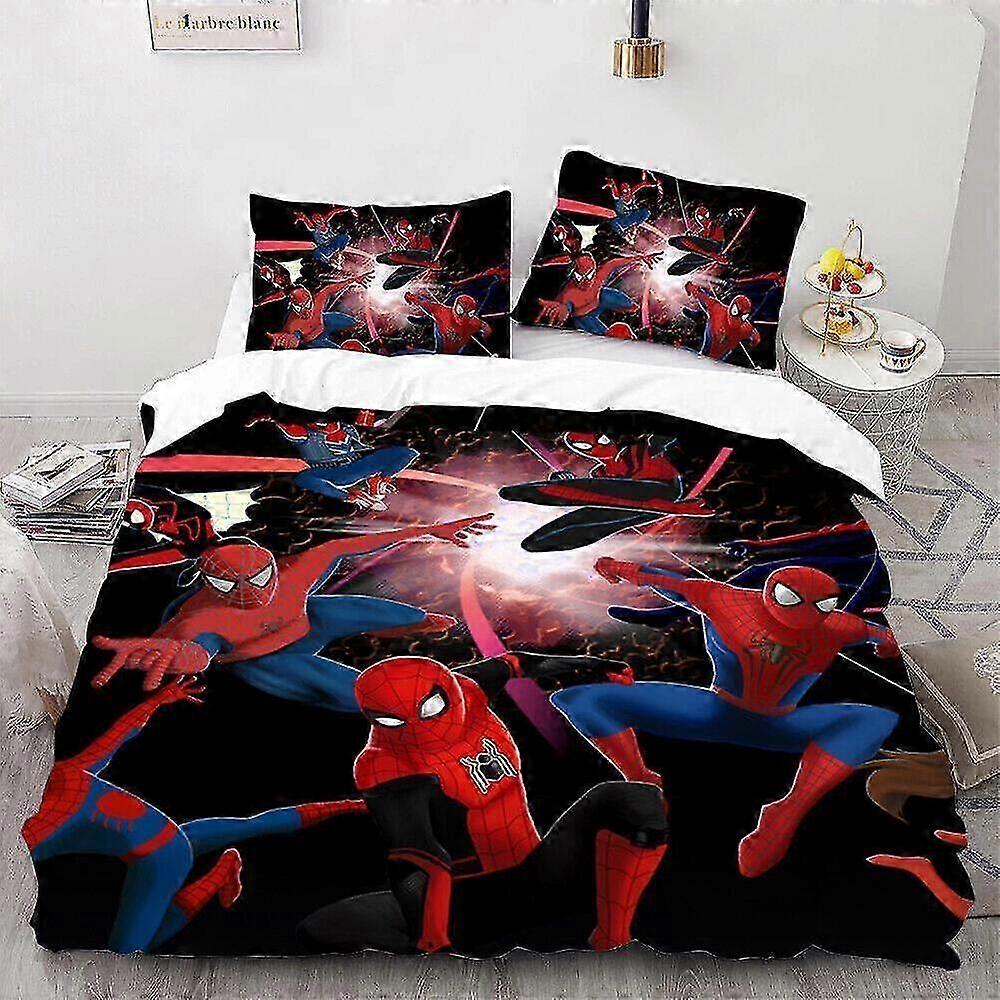 Bed Sheets Set Featuring Web-Slinger Theme: Inspired by Spider-Man - Across the Multiverse Miles Morales Duvet Cover and Sheets