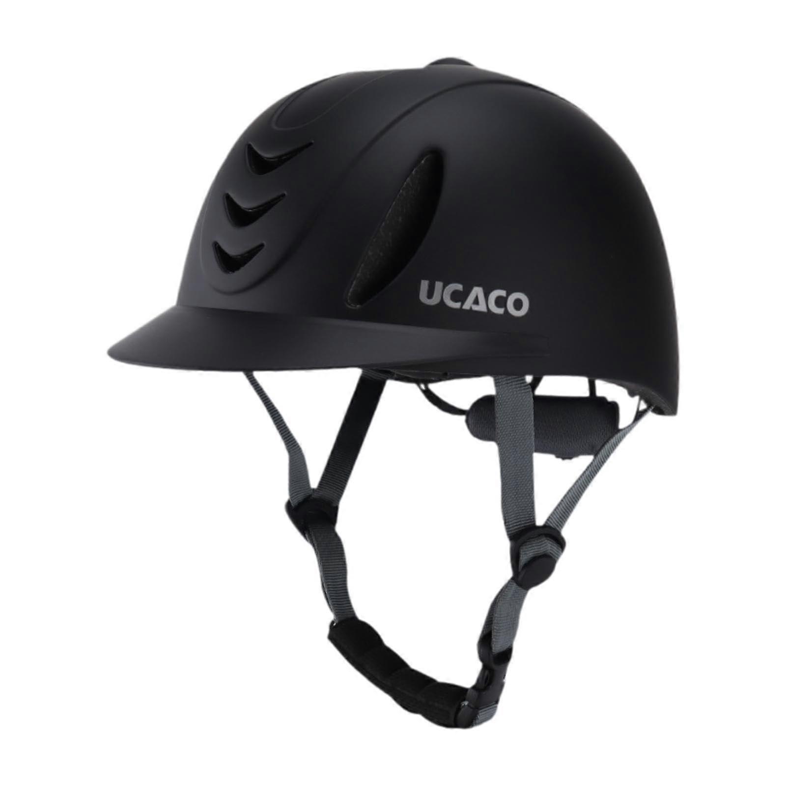 Riding Helmet for Professional Riders in Black with Ventilation System, Lightweight Design, and Adjustable Fit