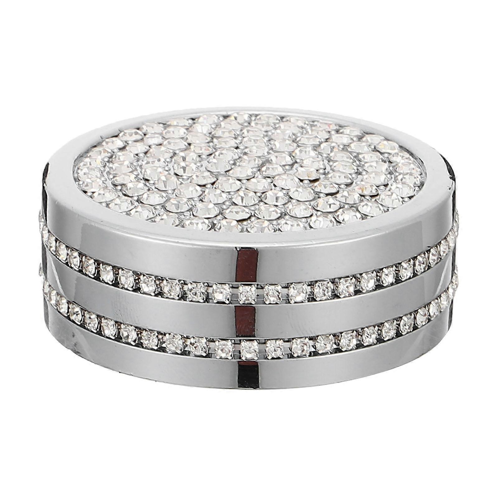 Interior Car Sticker Crystal Knob Decal Rhinestone Car Decorative Accessory Silver 1Pack