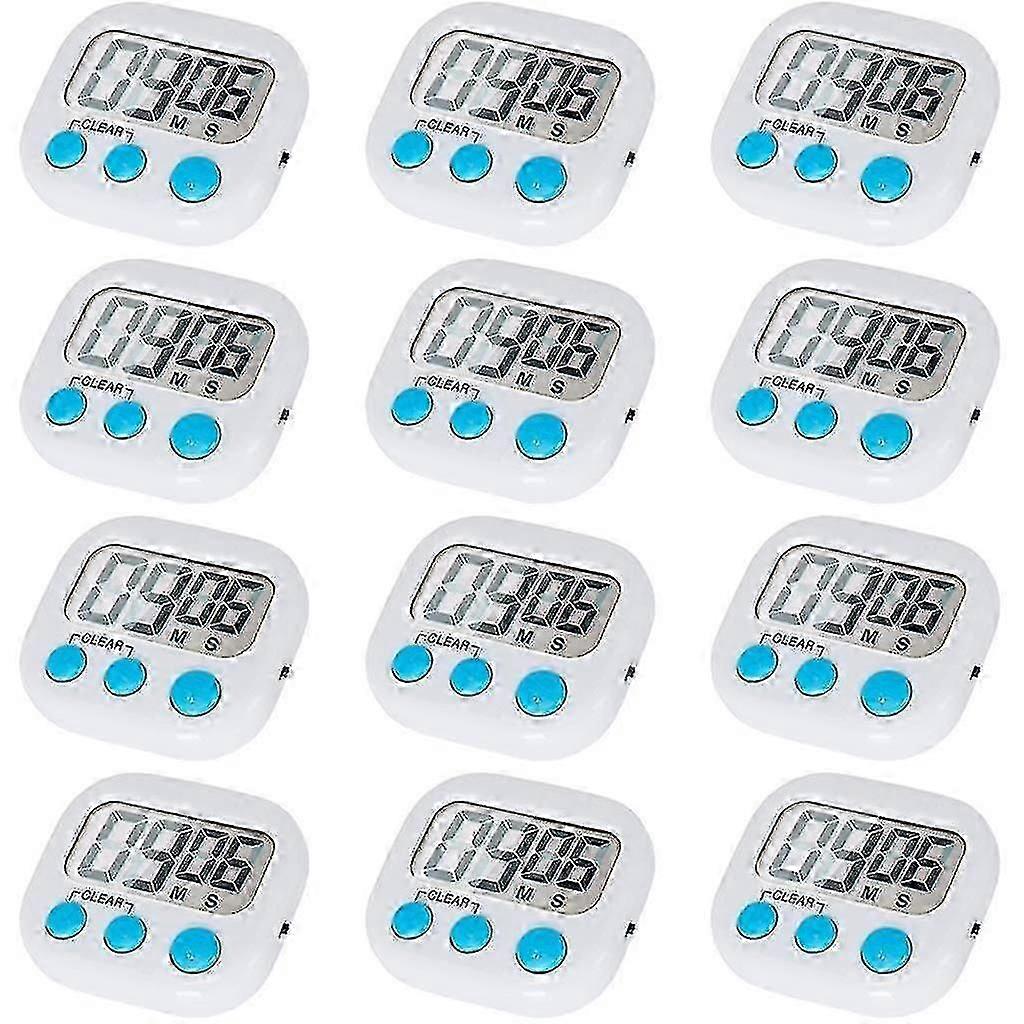 12 Pack Digital Timer with Loud Alarm, On/Off Switch, Magnetic Back for Cooking Baking Classroom