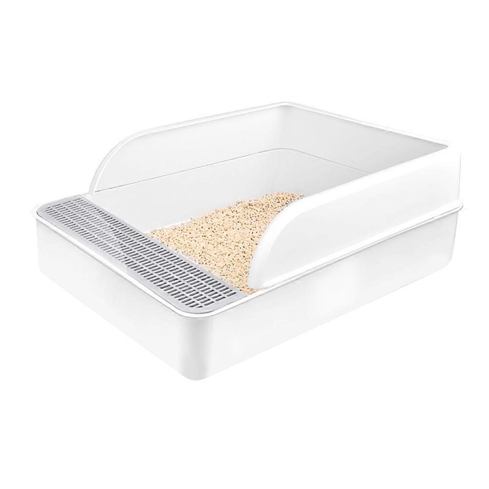 Non Stick Cat Toilet Semi Enclosed Cat Litter Box Splash Proof For Cat Tidiness Practical White 1Set