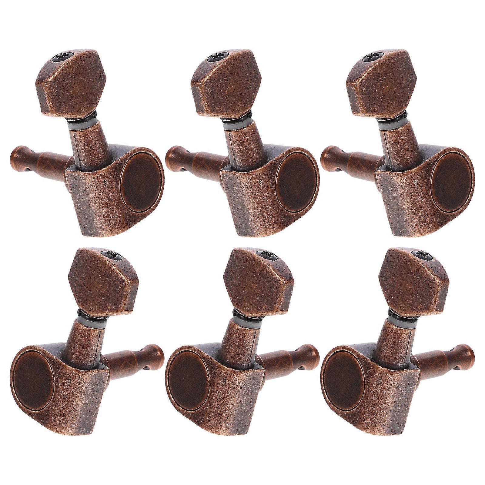 Acoustic Guitar Tuner Pegs Small Square Head Tuners Machine Head for String Instrument Setup Coffee 6Pcs