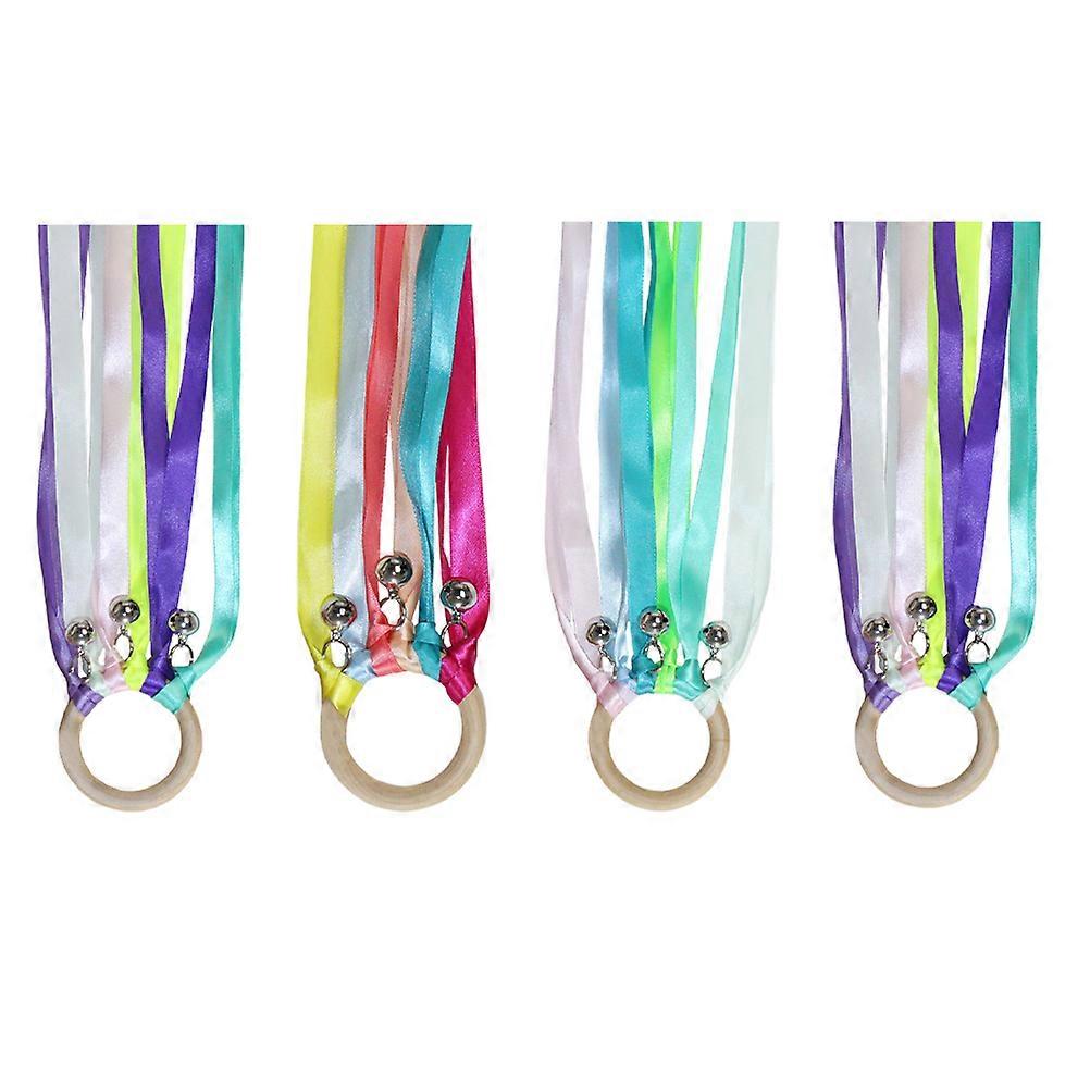 Gymnastics Party Favors Ribbon Stick Dancing Ribbons Hand Throwing For Children Kids 25cm Silk Fabrics 4Pcs