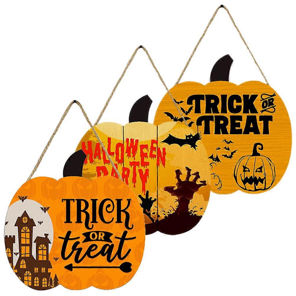 3 قطع خشبية هالوين الباب علامات مع معلقة حبل اليقطين لوحات الحائط لديكور الخريف ، ريفي المنزل احتفالي جو لحفلة الهالوين