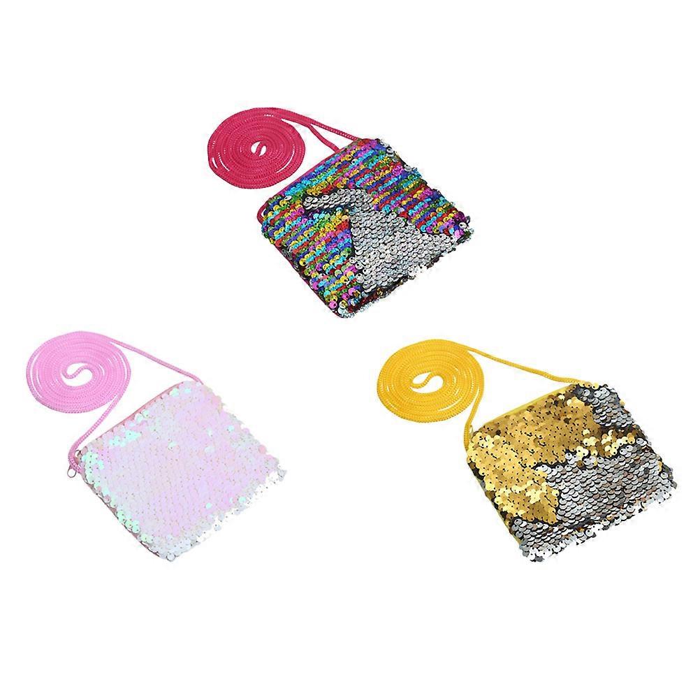 3 Pcs Sequins Coin Purse Square Small Change Pouch Glitter Sparkling Wallet for Coins Jewelry Keys Candy Storage