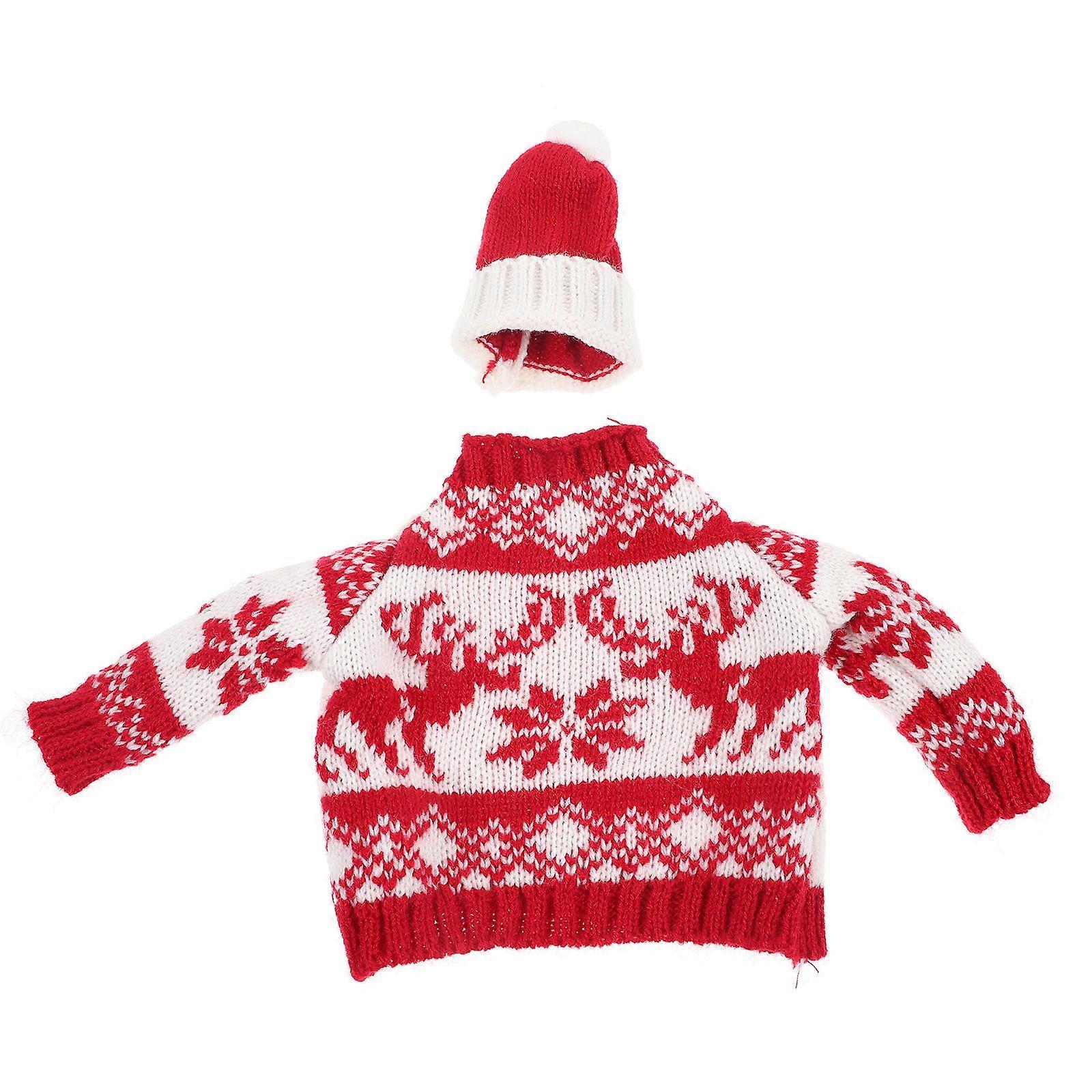 Ugly Sweater Party Decoration Red Knitted Clothes Sweater and Hat Snowman Christmas Design 1Set