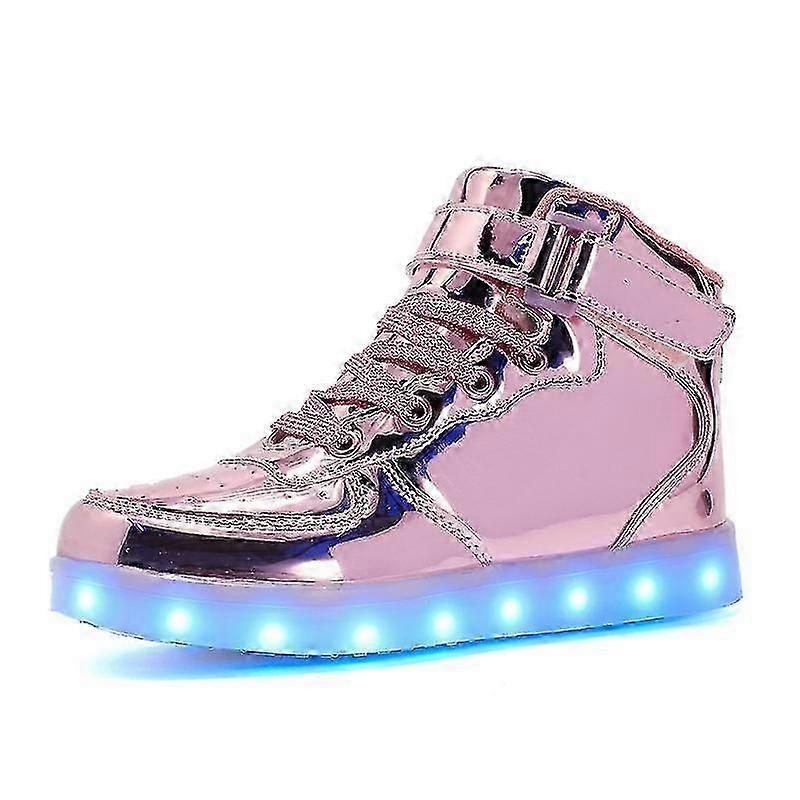 Women's Men's Led Lights Up Trainers High Top Flashing Trainers Usb Charging Lace Up Couples Shoes Tw
