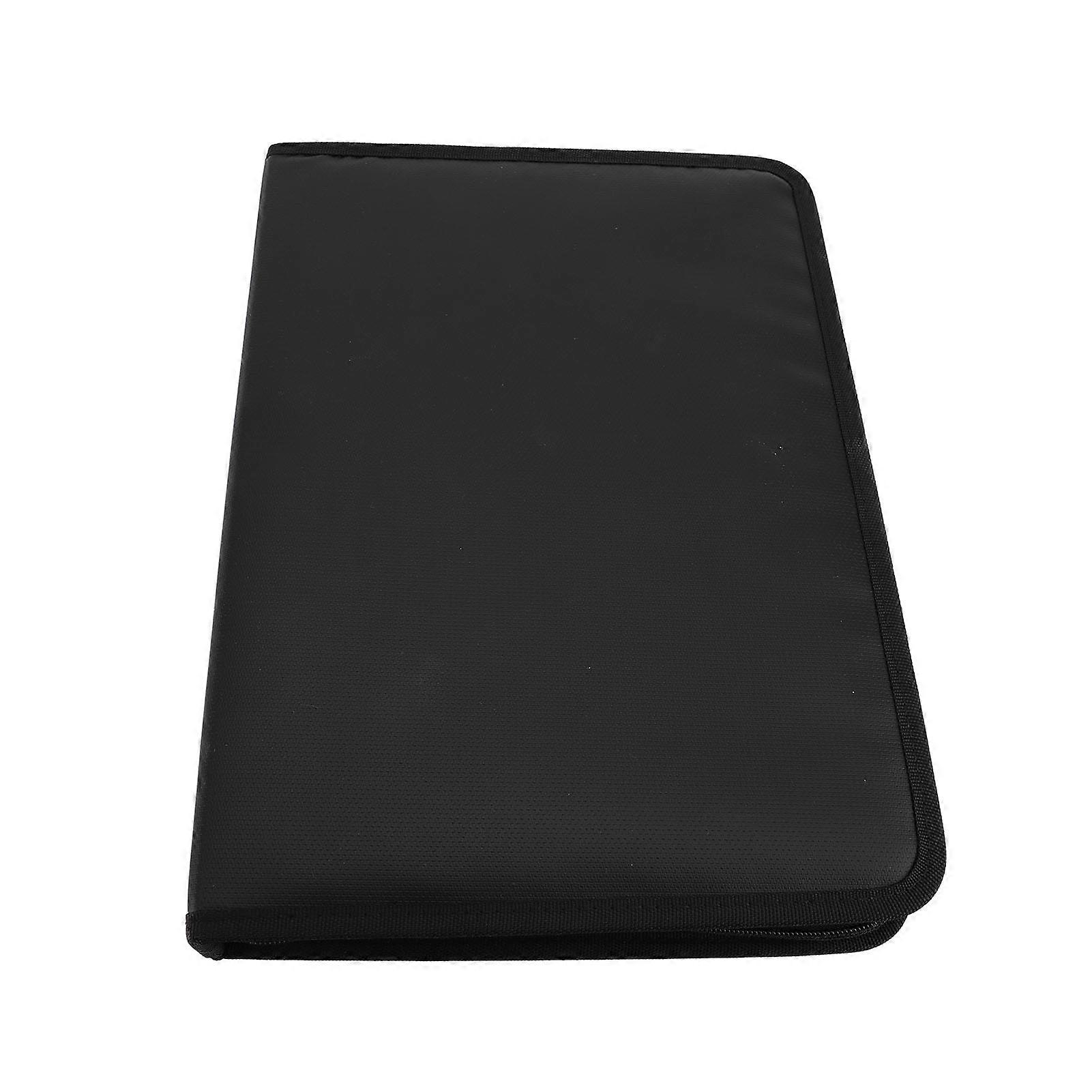 Fireproof Accordion File Folder with 12 Compartments, Zippered and Labels, Multiple Pockets for Files and Documents, Black