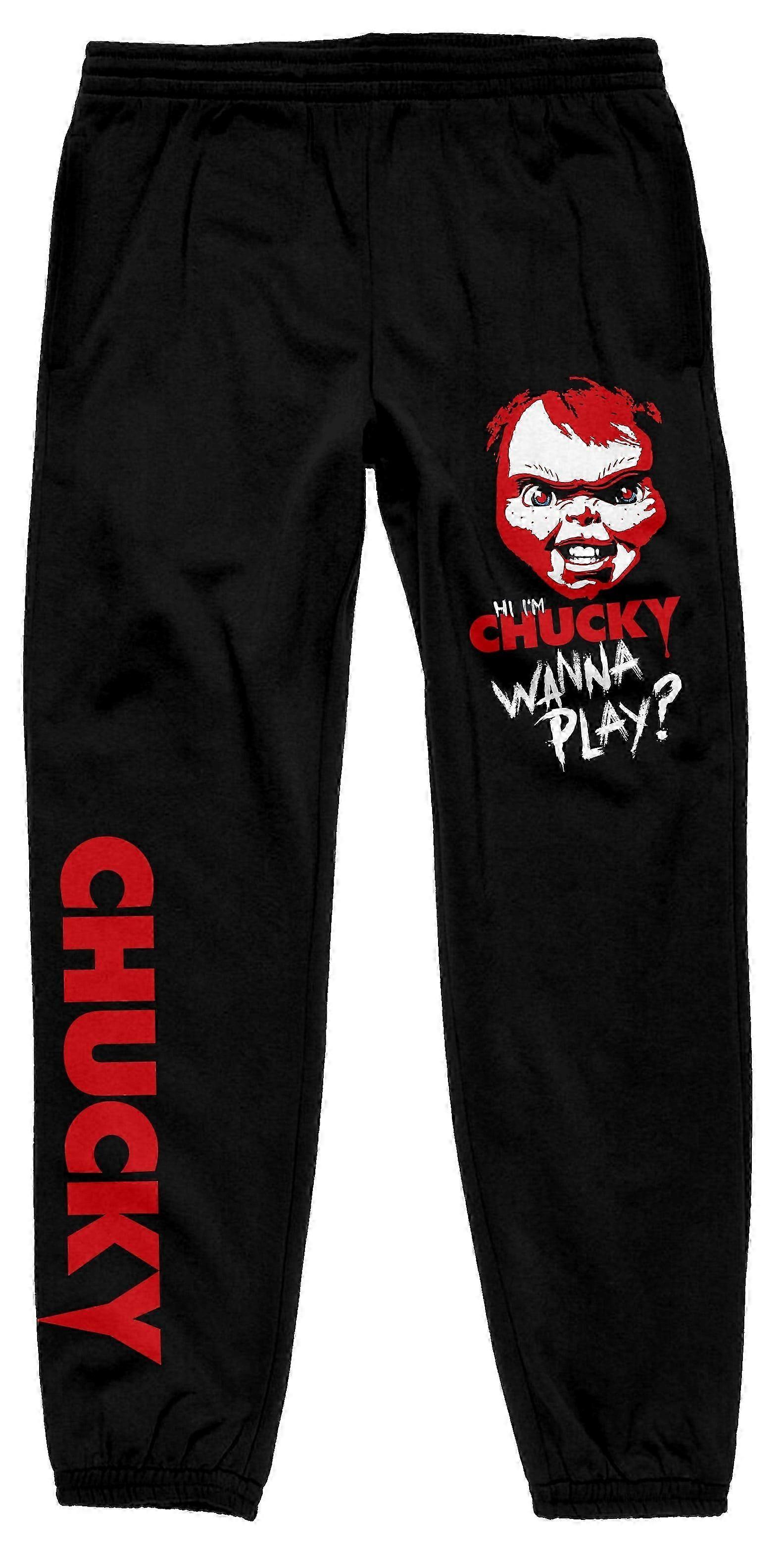 Chucky Doll Head Men's Black Sweatpants - Large