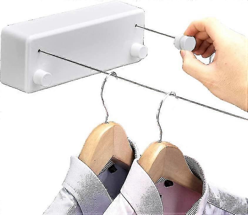 Linea di lavanderia interna retrattile Linea di asciugatura a parete a doppia corda regolabile in acciaio inossidabile da 13,8 piedi per risparmiare spazio