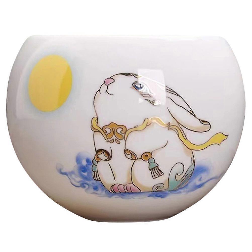 Ceramic Tasting Cup Rabbit Shape Simple Elegant Appearance Family Tea Time White Color Tea Drinking 1Set