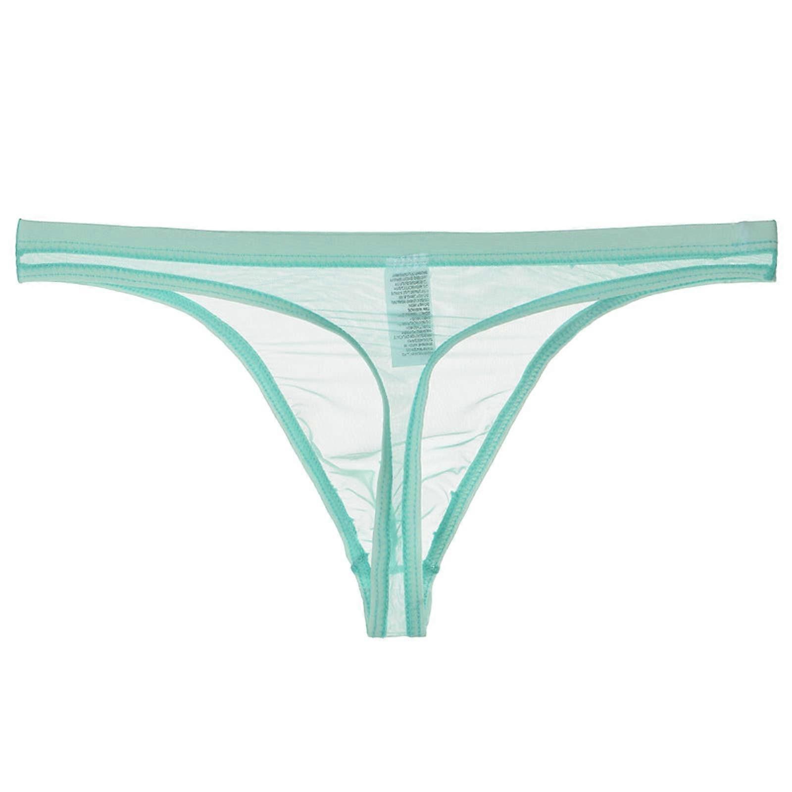 Men's String Tanga Bikini Thongs String Seductive Shorts Underpants Light Blue XXL