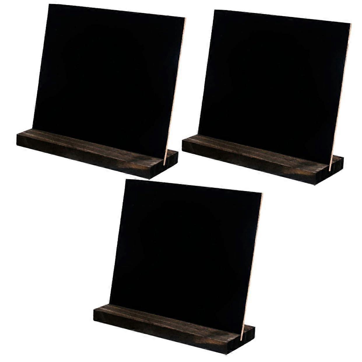 Mini Chalkboard Decorations - 3 Piece Rustic Wooden Wedding Decor, Black Message Boards for Restaurants and Parties
