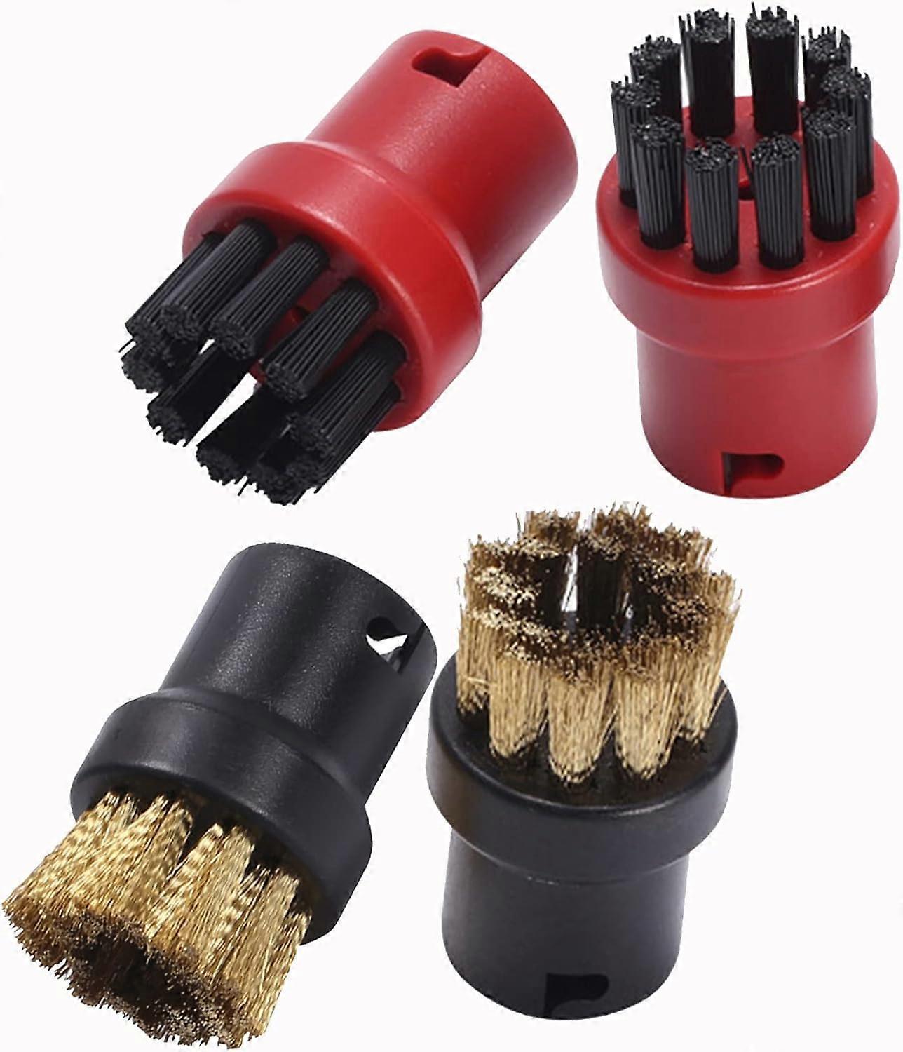 AURA 4 Pack Hand Tool Nozzle Bristle Brushes, Round Cleaning Brushes, Replacement for Karcher SC1 SC2 SC3 SC4 SC5 Steam(Red+Copper)