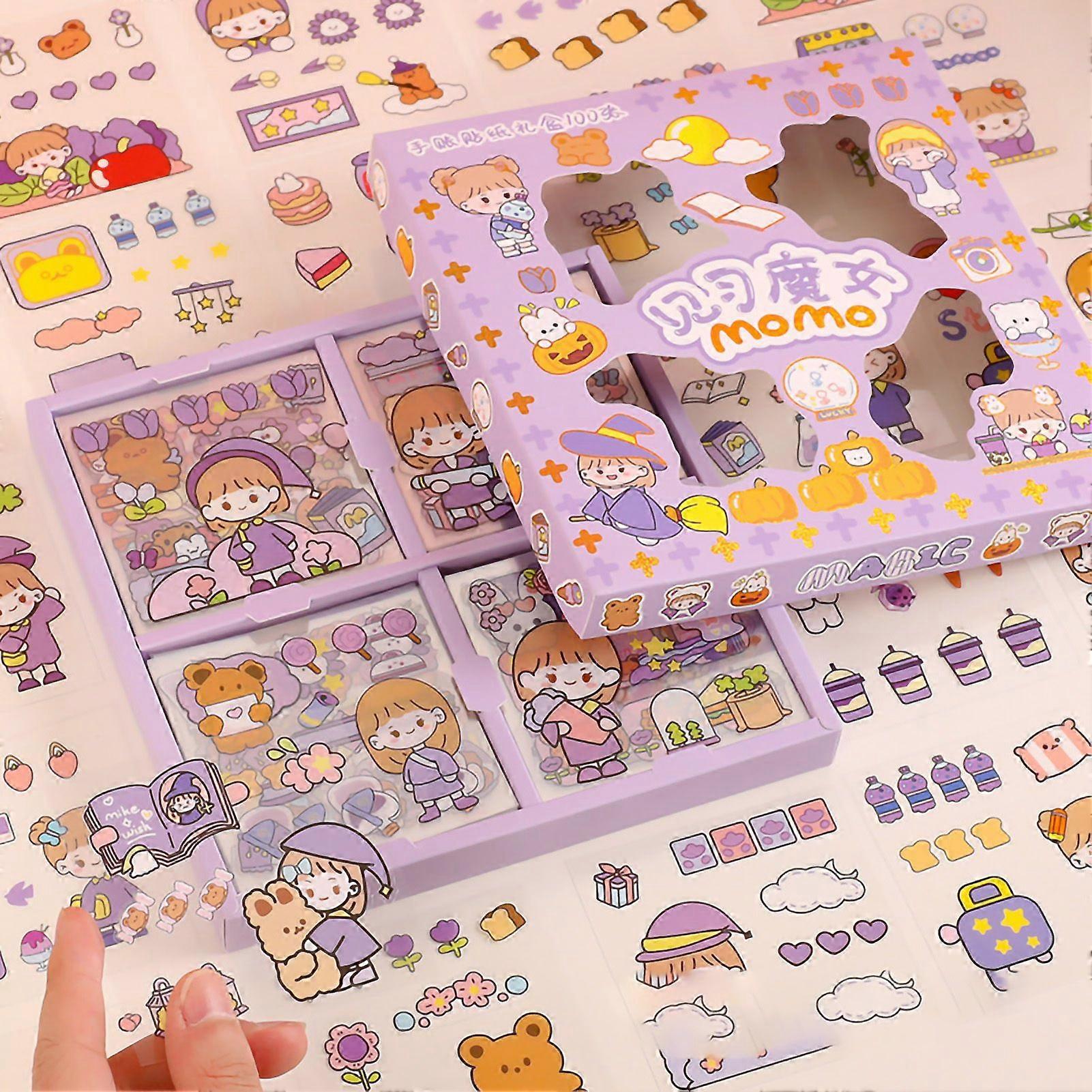 2025 Latest Model  Notebook Sticker 100 Pieces Delicate Cute Cartoon Pattern