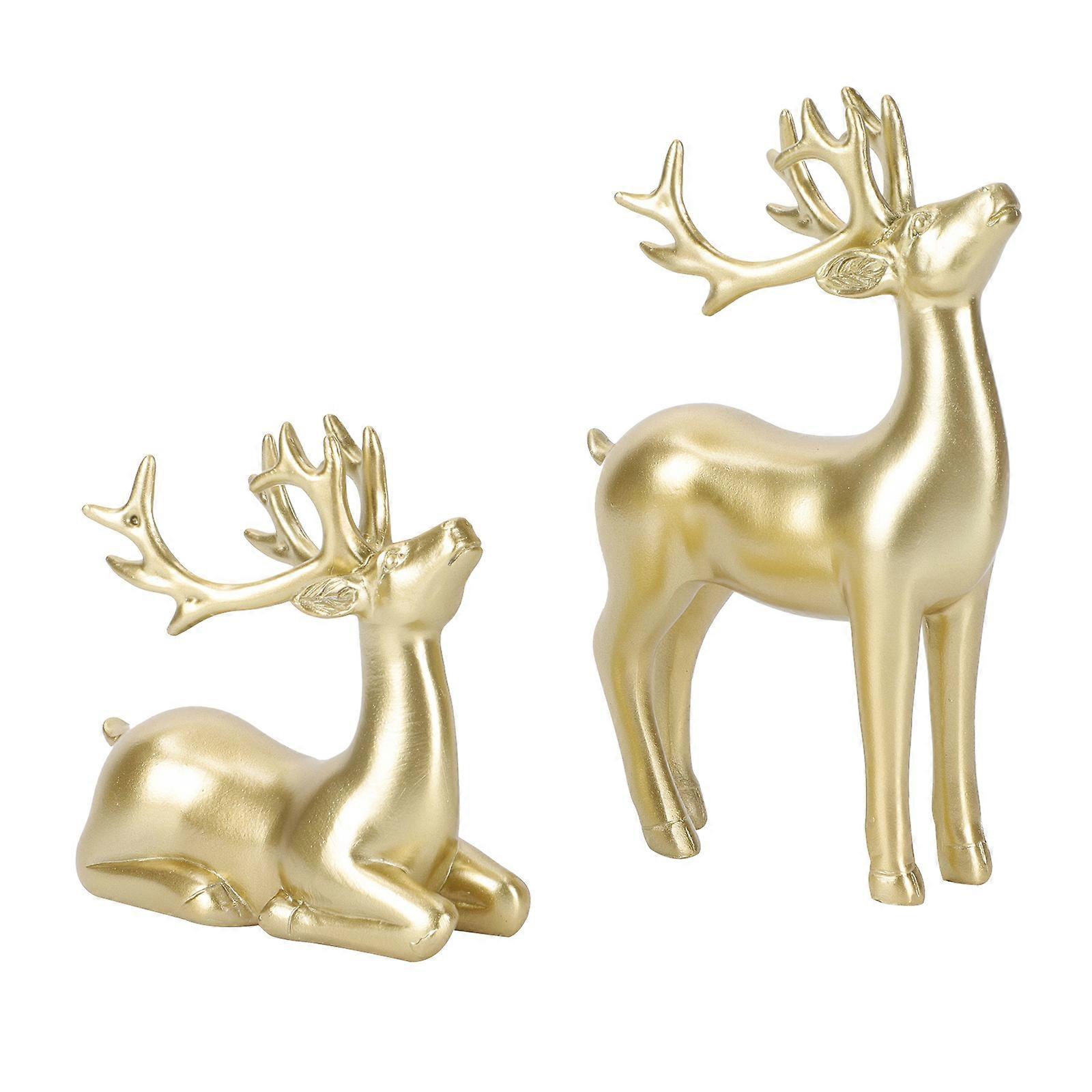 2Pcs Modern Deer Decor Creative Resin Desktop Home Accent