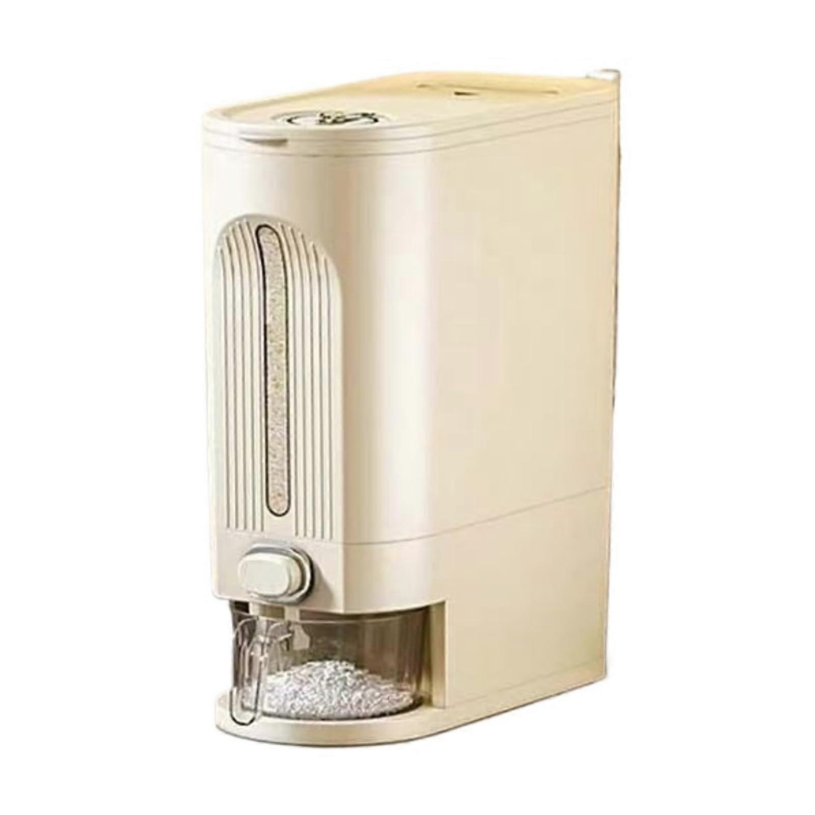 Müslispender Getreide Trockenfutter Container 39.5cm Beige Mit Messbecher Und Deckel Für Reis Mais Kaffee Und Müsli