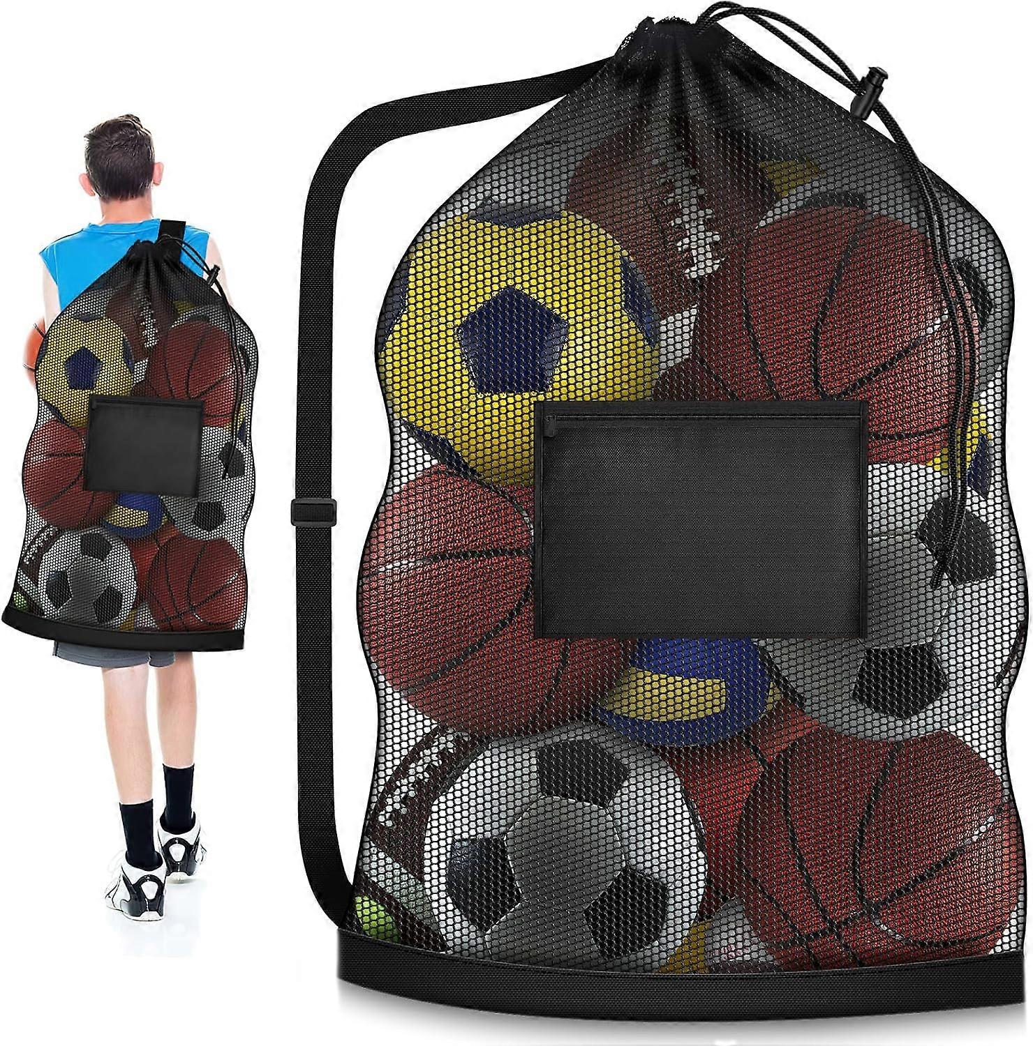 Oversized soccer bag, drawstring mesh ball bag