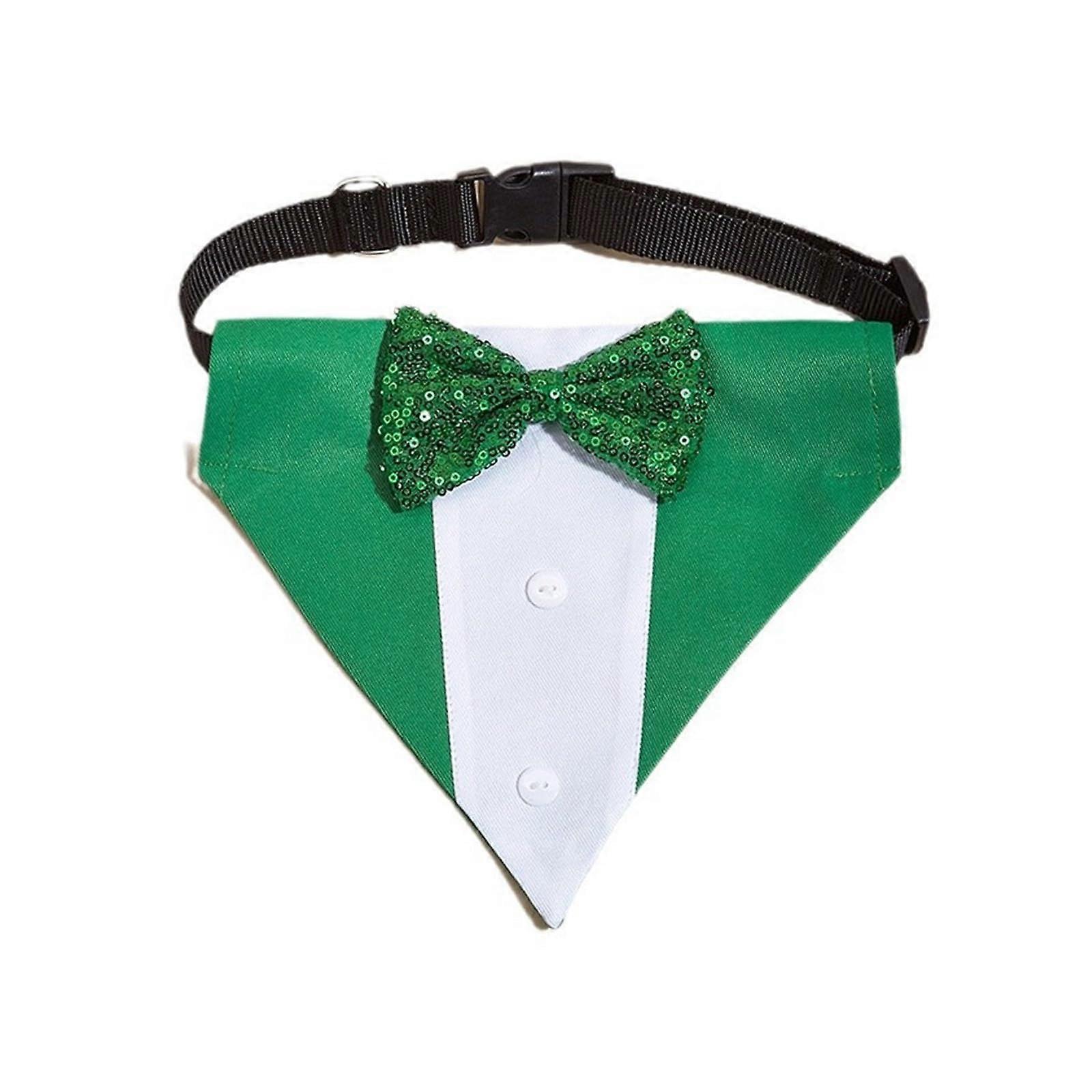 Green Bib Collar Bandanas for Dogs, Stylish Triangular Pet Bowtie for Small to Large Pets, Photo Props, Medium