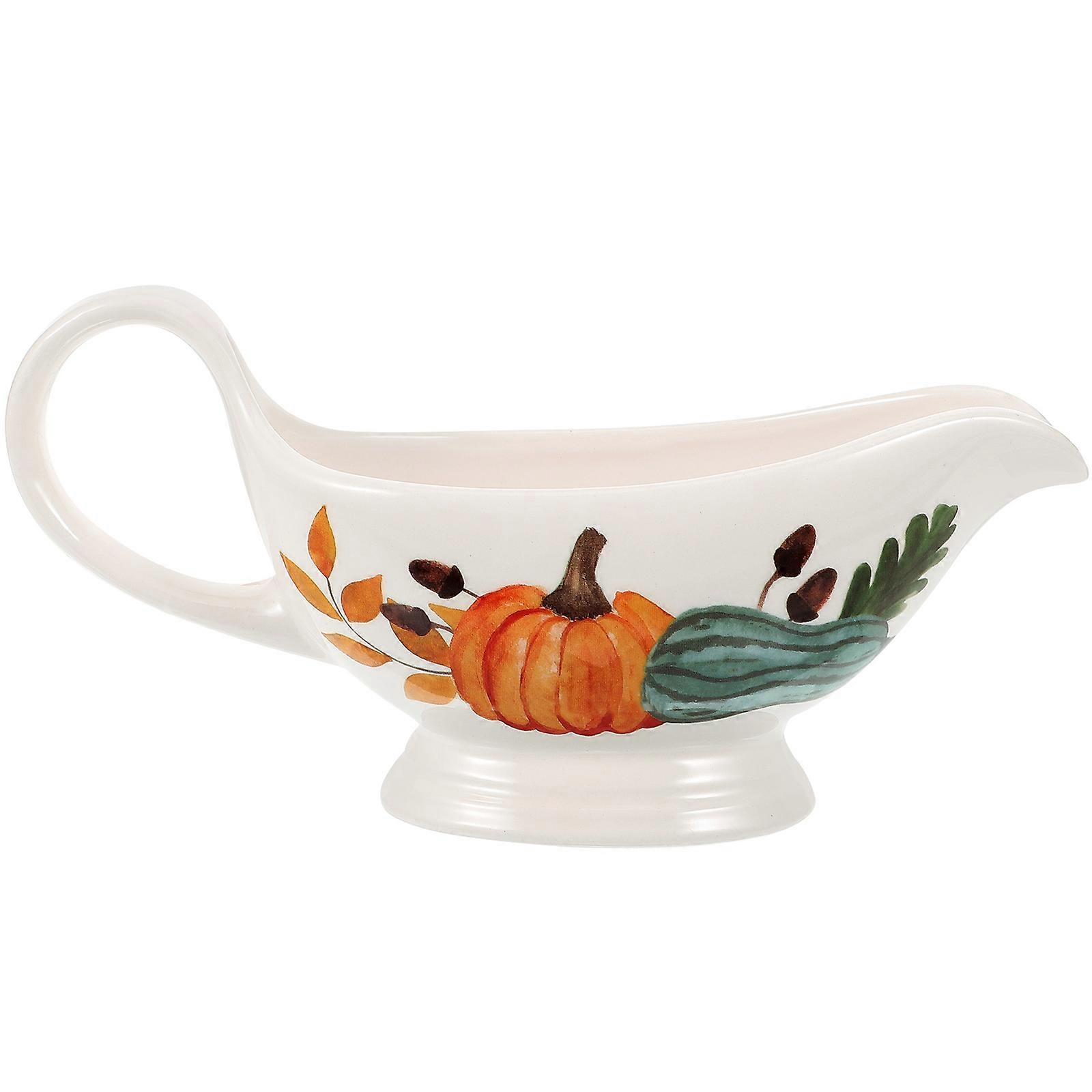 Bowl Sauce Container White Ceramic Condiment Holder For Fall Party 24x11.2cm 1Set