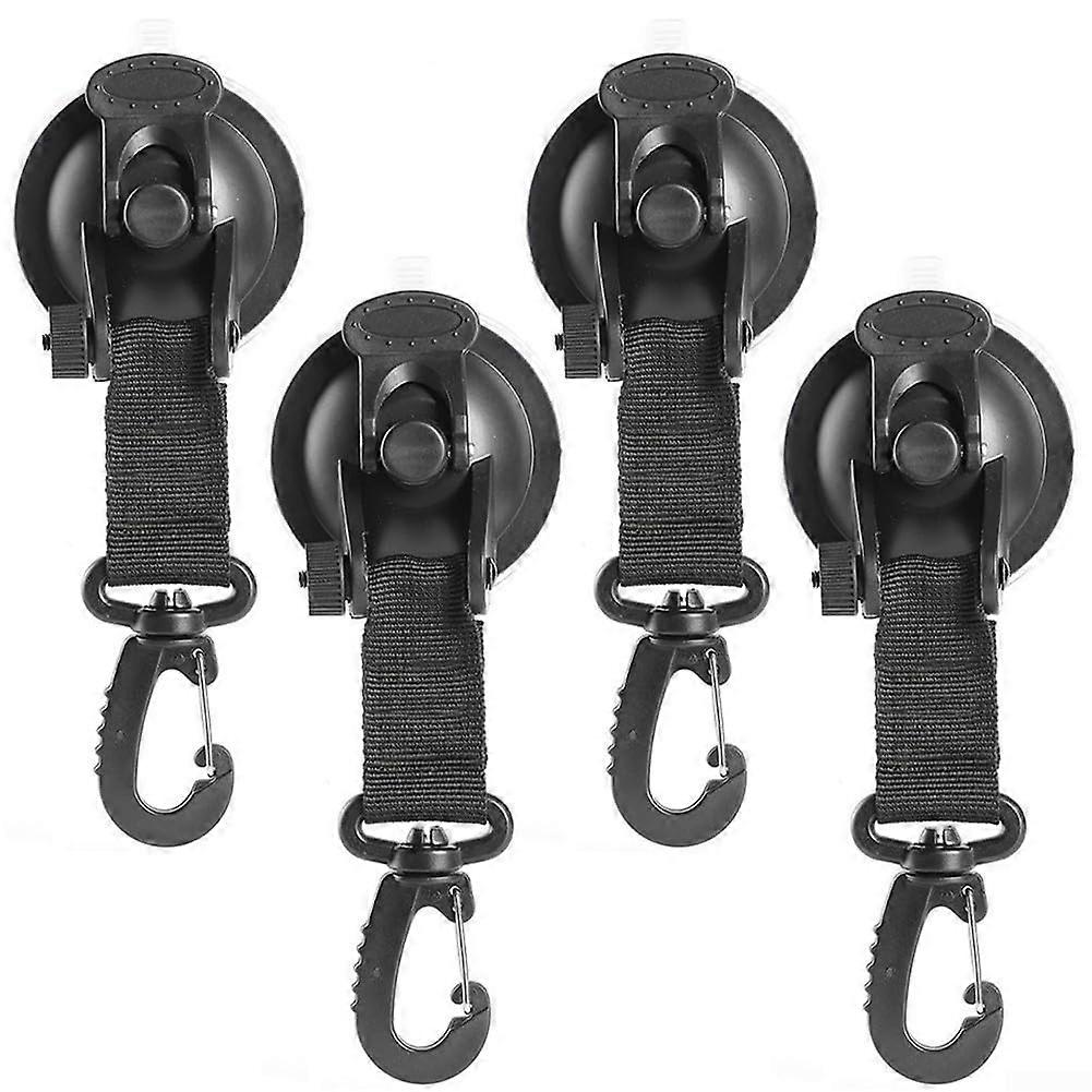 Suction cups with strong load capacity, 4 pieces, for secure fastening of camping equipment to vehicles (round buckle)