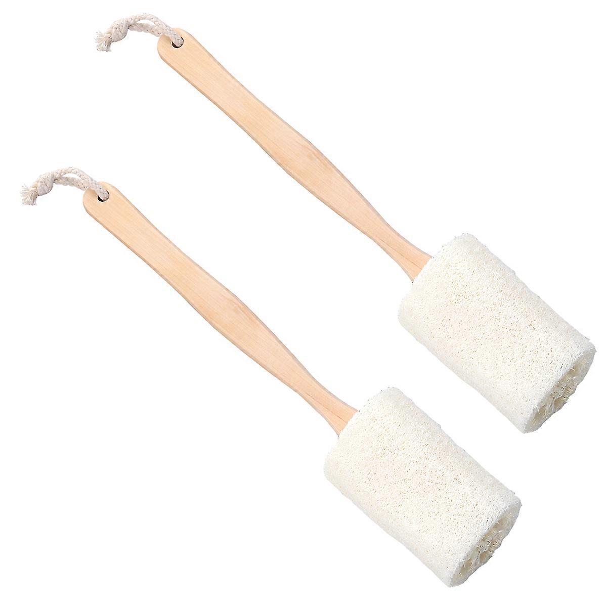 Peelingbürste, Duschbürste, 2-teilig, Holzgriff, weiß