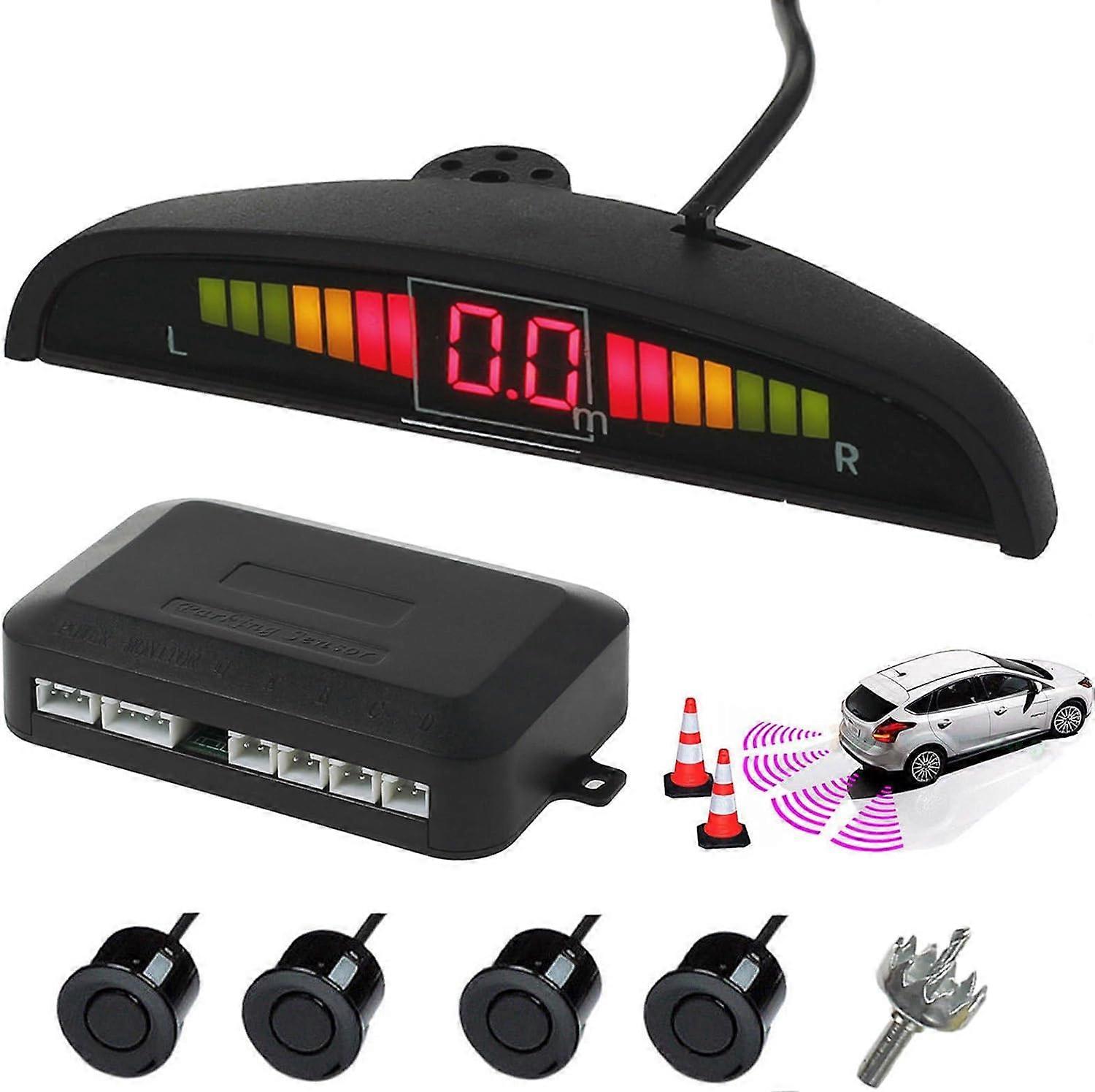 Car Parking Sensors  Car Parking Sensors  DC 12V Black  Car Reverse Backup Radar 4 Sensors Kit Audio Buzzer Alarm LED Display