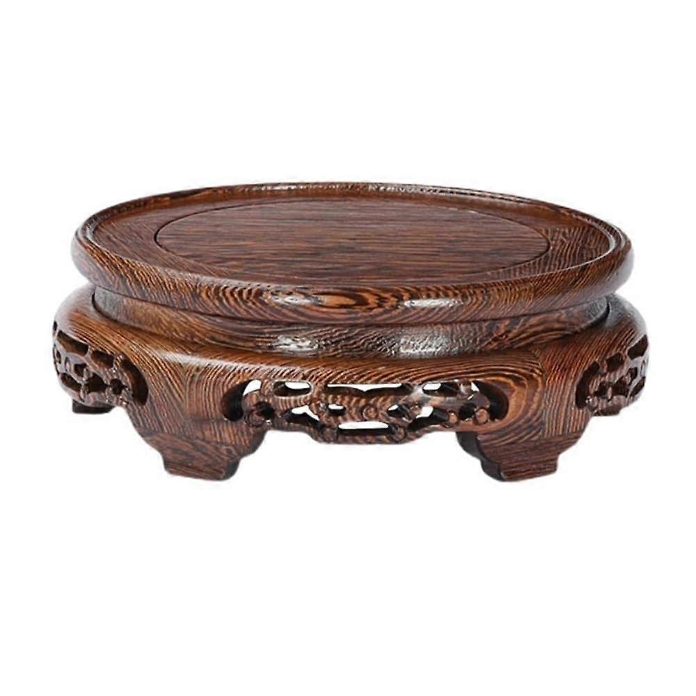 Bonsai Table Round Wooden Base Stand for Large Bonsai Trees, Home Office Decoration, Natural Finish