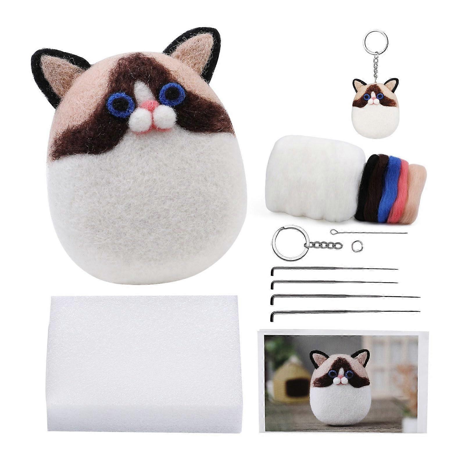 Felt Kits Incomplete Cat Wool Needle Felting Toy Dolls Starter Kit For Adults With Filling Poked Needle Material Pack