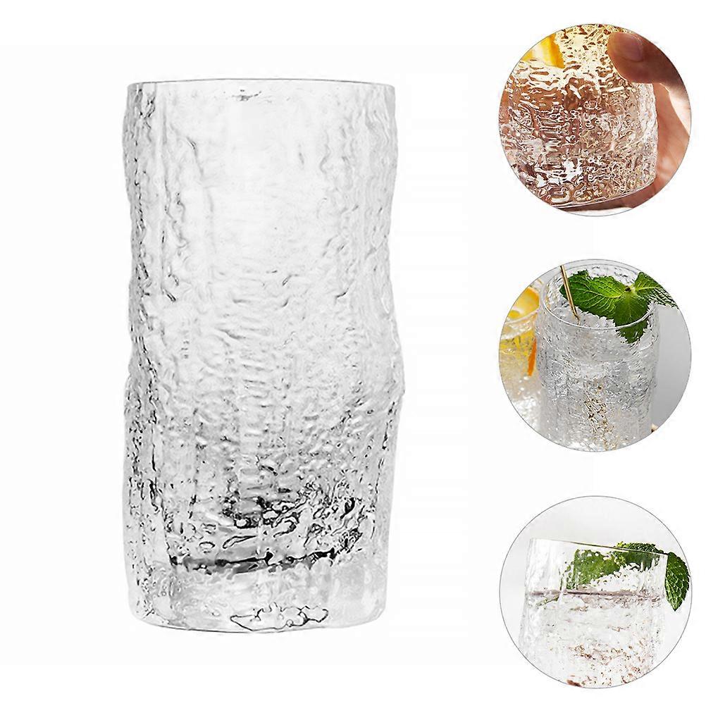 Glass Juice Cups Beverage Cup Tree Bark Texture Tall Design Suitable For Various Occasions 400ml 1Set