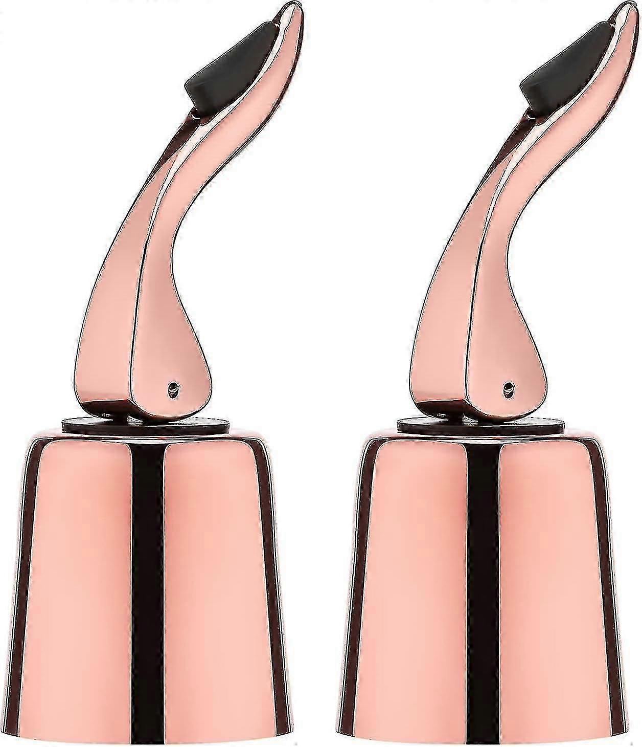 2pcs ステンレス製真空ワインストッパー、シリコン、漏れ防止&再利用可能 - ローズゴールド