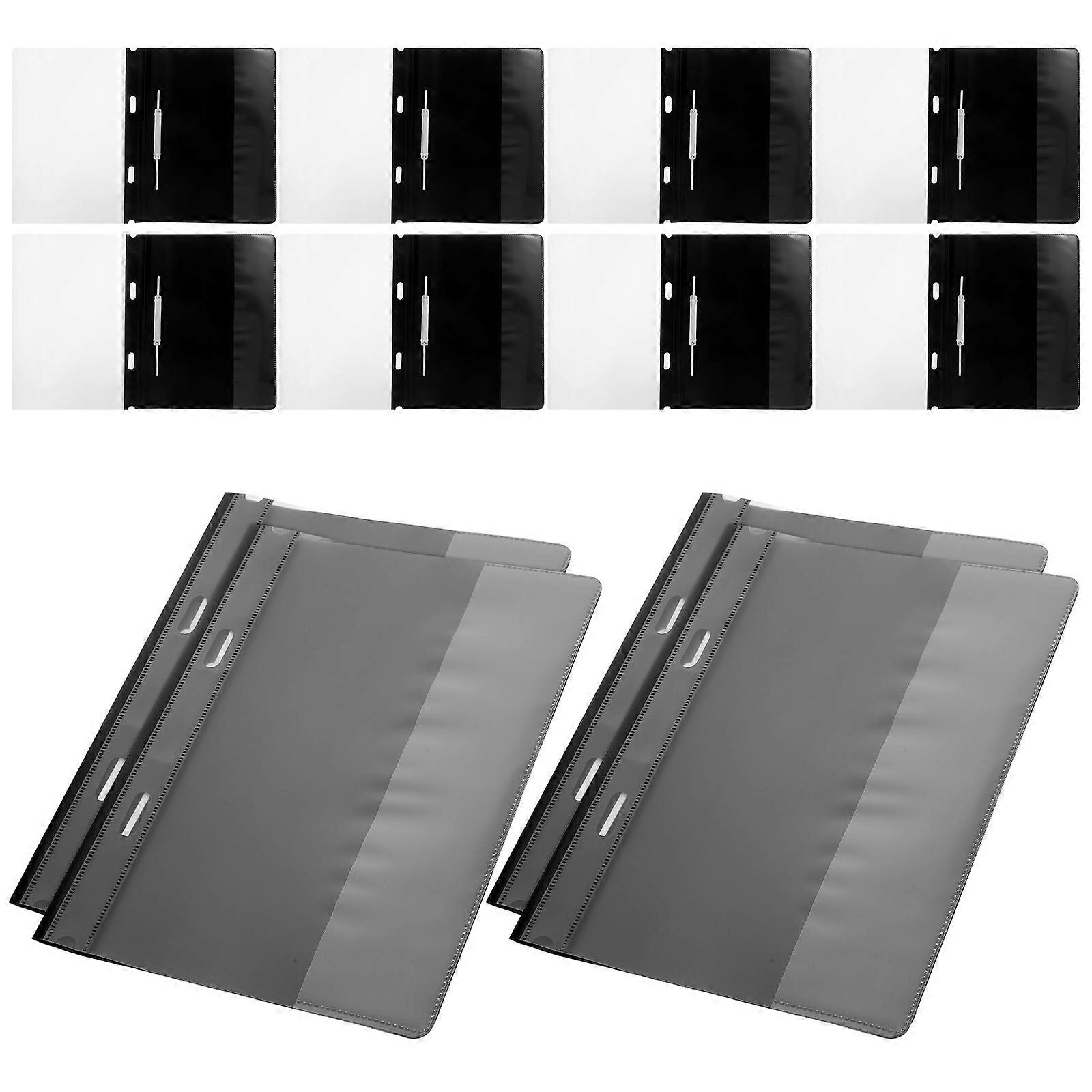 Plastic Folders Office Folder Categorization Study Dual Hole Design Black 31.00X23.00X0.10CM Binding 12Pcs