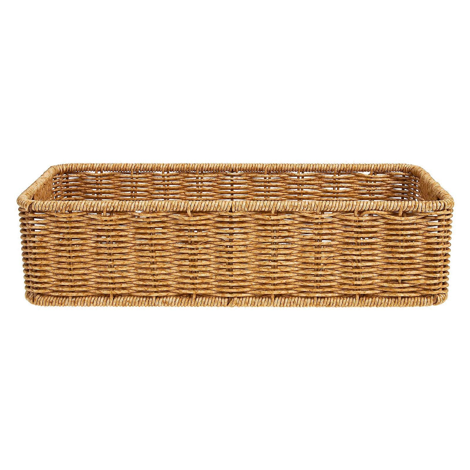 Rattan Storage Tray Handwoven Serving Basket Kitchenware Desktop Organization Practical Rectangular Shape 1Pcs