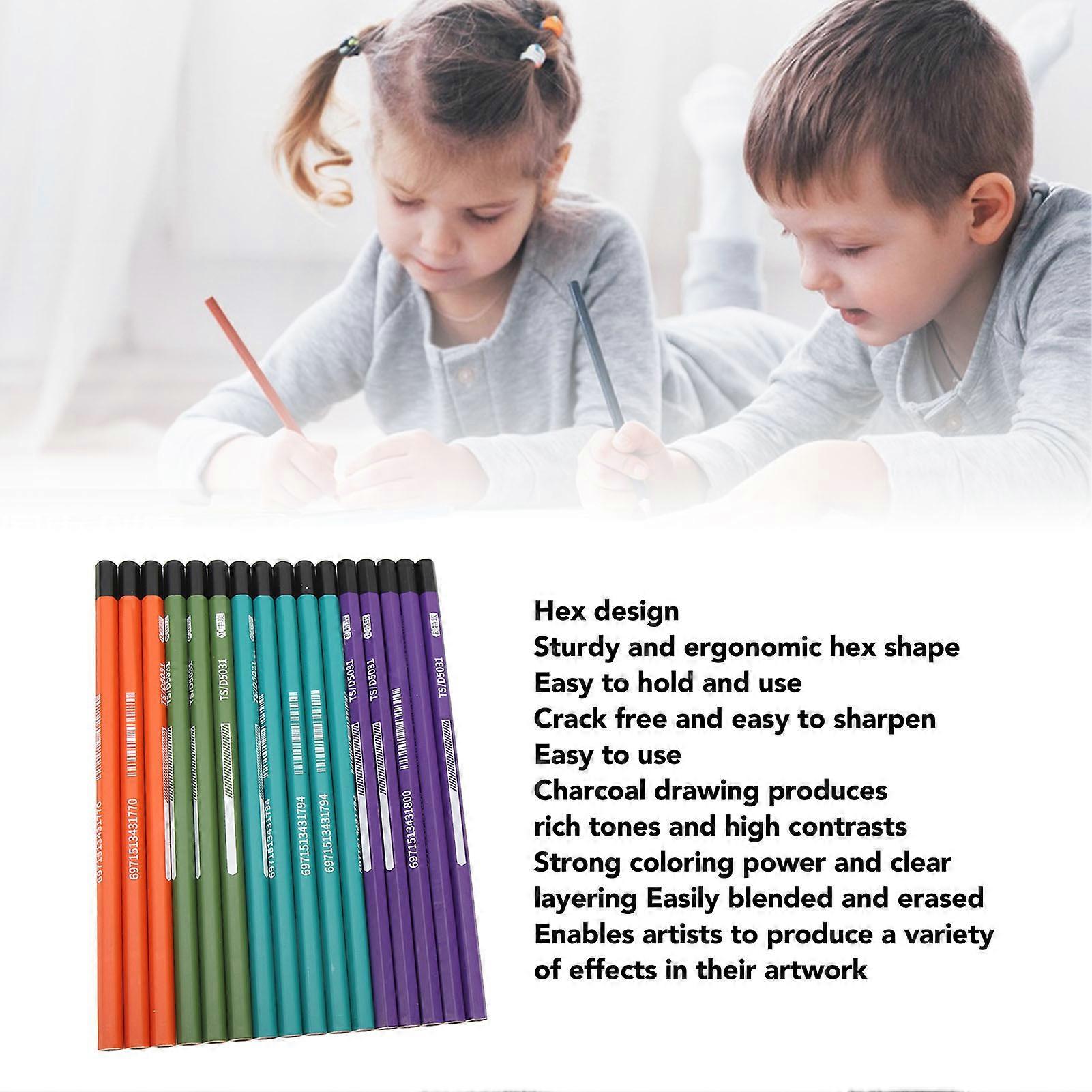 16pcs Charcoal Pencils Drawing Set Soft Medium Hard Charcoal Drawing Pencils Set for Drawing Sketching Shading
