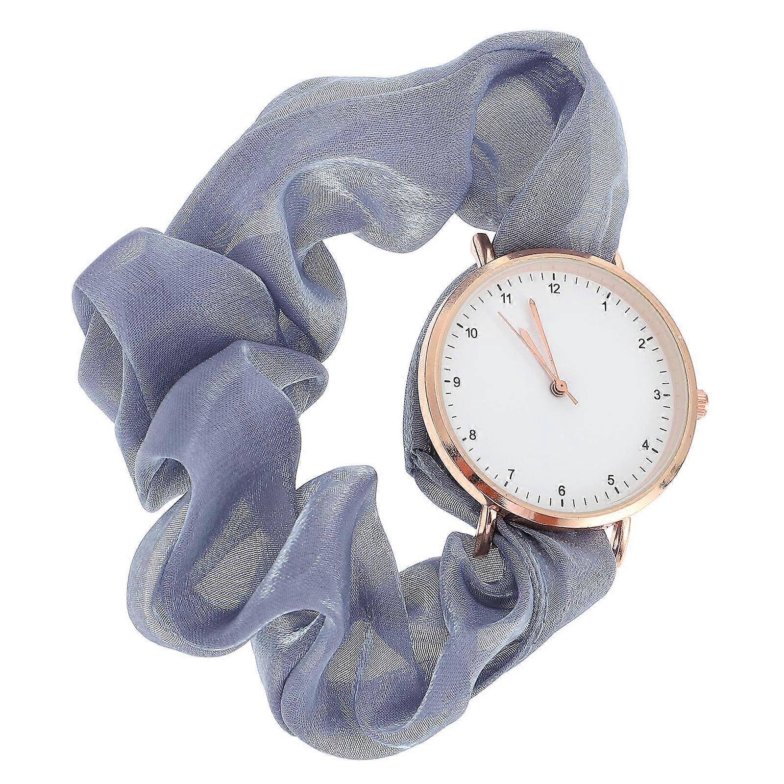 Chic Blue Quartz Watch for Students Durable Alloy and Ribbon Material Comfortable Wear