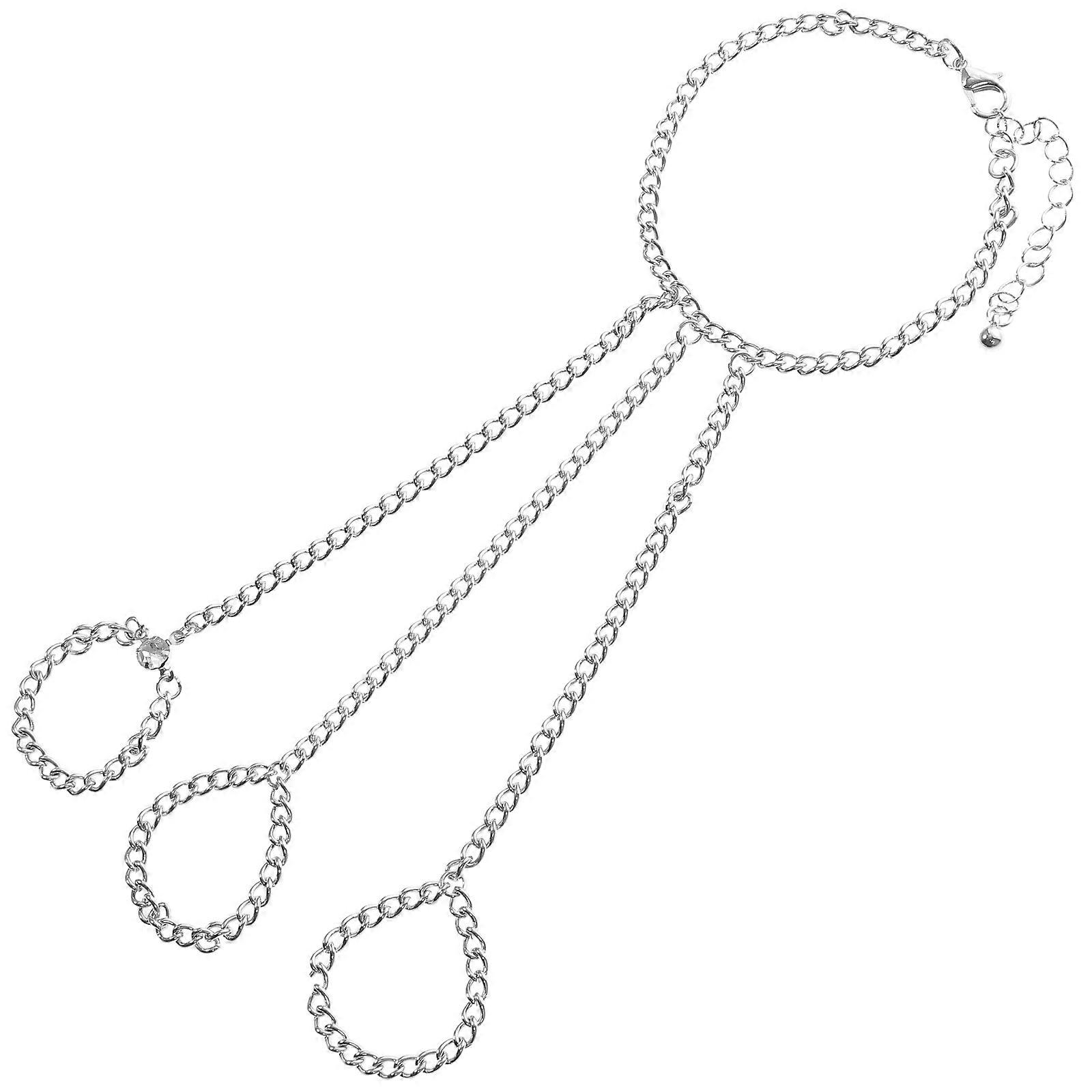 Punk Style Multi Layer Metal Finger Ring Chain Bracelet for Women – Geometric Design Hand Chain Jewelry for Daily Wear & Special Occasions