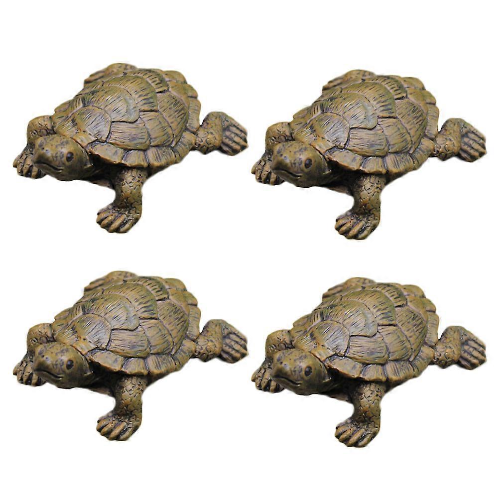 4pcs Micro Turtle Ornaments, Miniature Garden Figurines for Lawn & Desktop Decoration, Durable Lightweight Resin Tortoise Statues for Creative Play &
